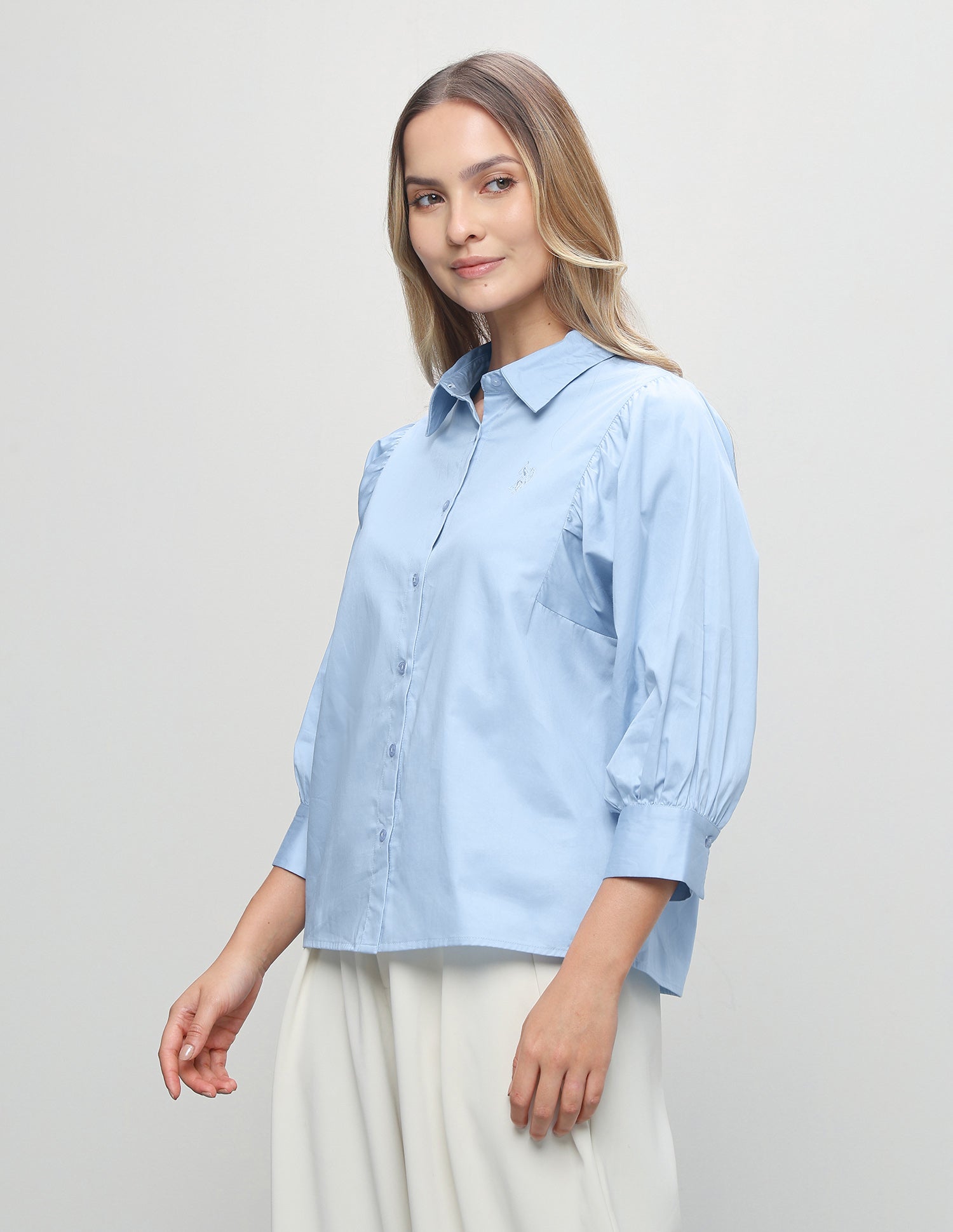 Solid Regular Fit Shirt Light Blue - U.S. Polo Assn. India | Large