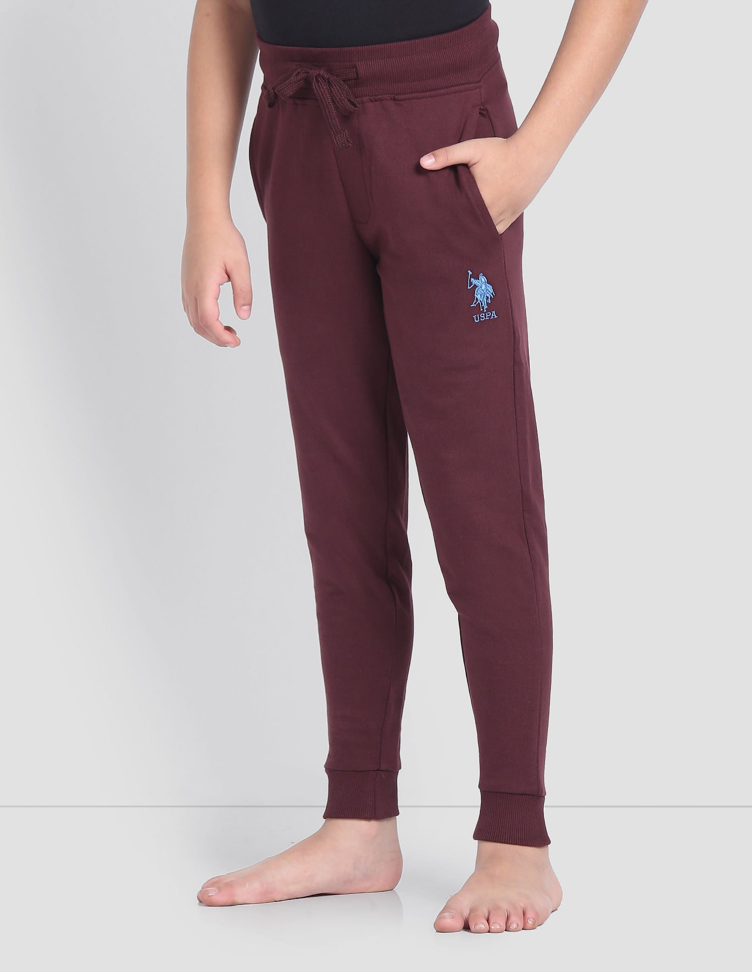 Mid Rise Drawstring Waist OKJ01 Joggers - Pack Of 1 Maroon - U.S. POLO ASSN. | Large