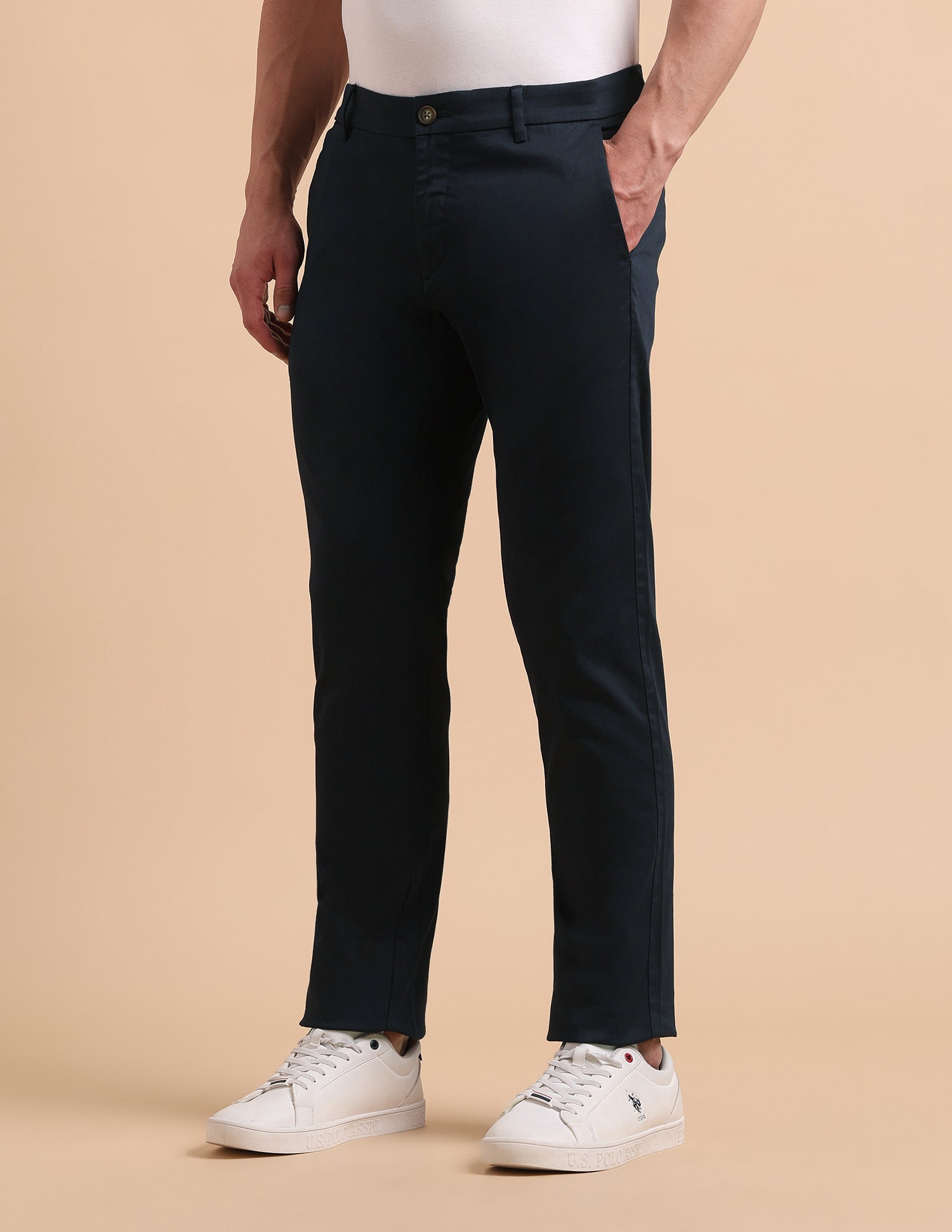 Satin Super Slim Fit Trousers Dark Navy - U.S. POLO ASSN. | Large