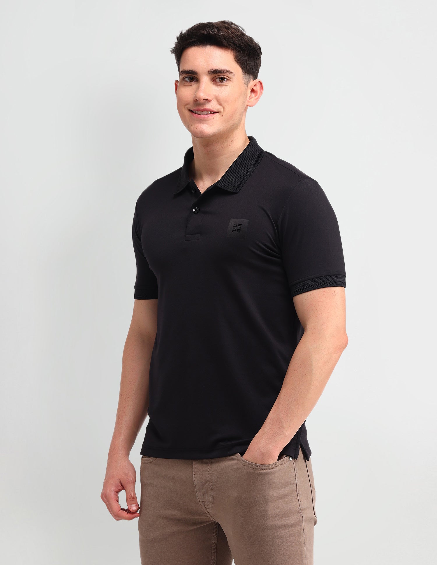 Solid Muscle Fit Polo Shirt Black - U.S. Polo Assn. India | Large