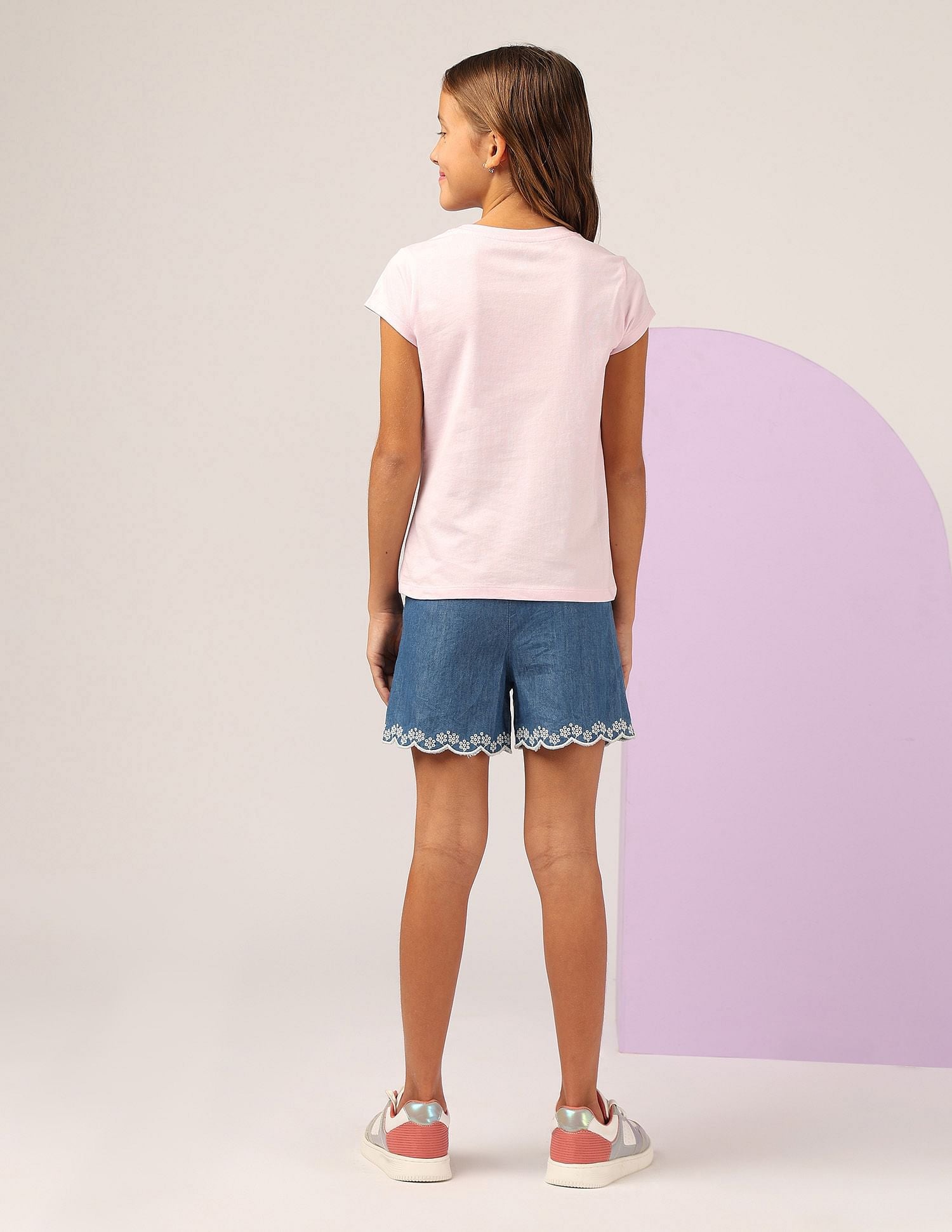 Girls Graphic Printed Regular Fit T-Shirt Light Pink - U.S. POLO ASSN. | Large