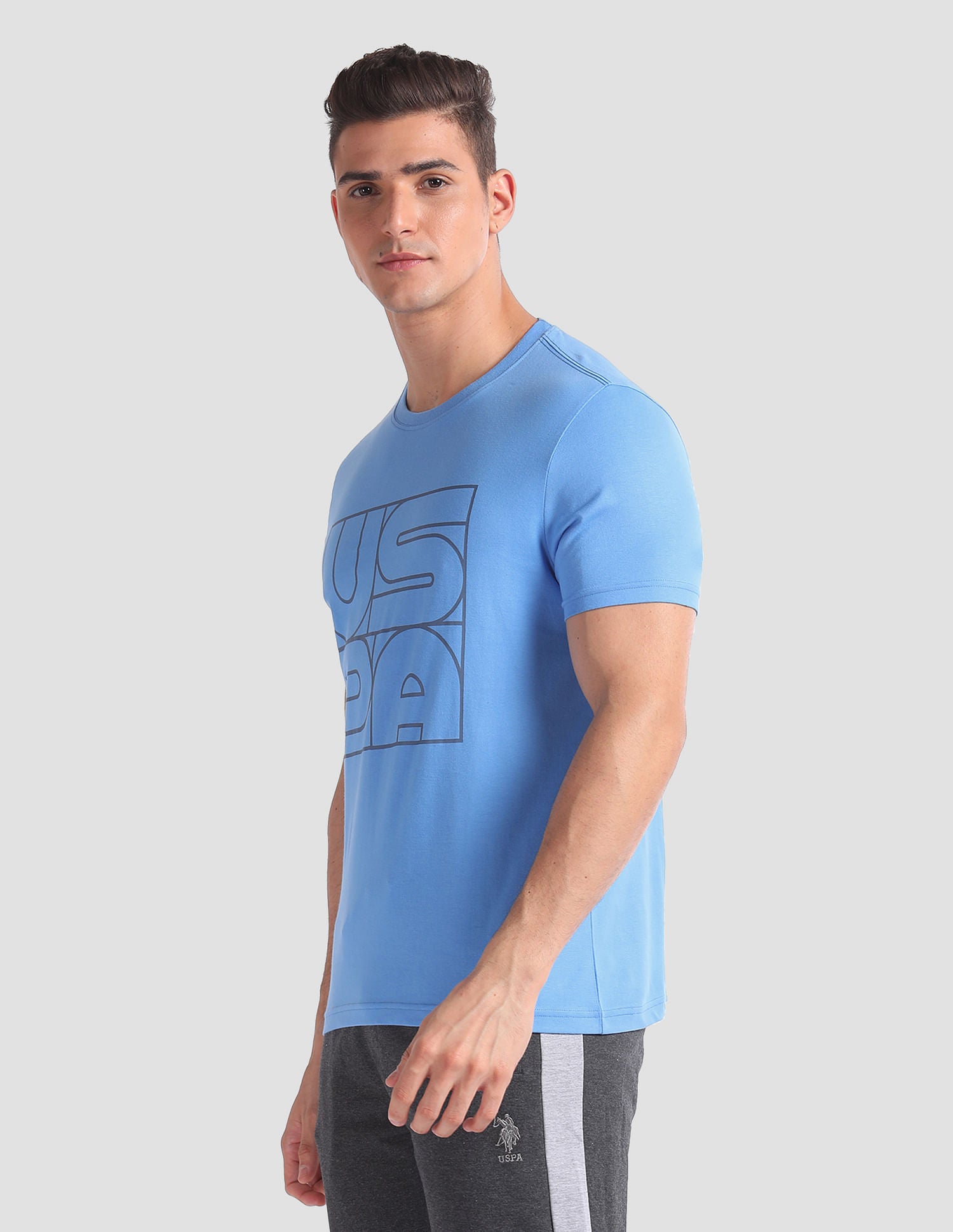 Brand Print Cotton IYAZ Lounge T-Shirt - Pack Of 2 Green and Blue - U.S. POLO ASSN. | Large