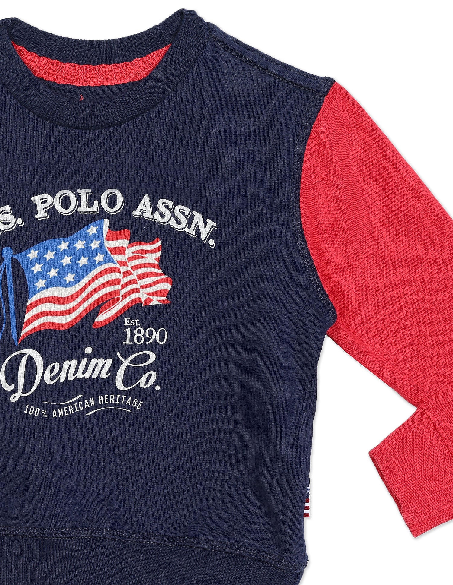 Crew Neck Colour Block Sweatshirt Navy and Red - U.S. POLO ASSN. | Large