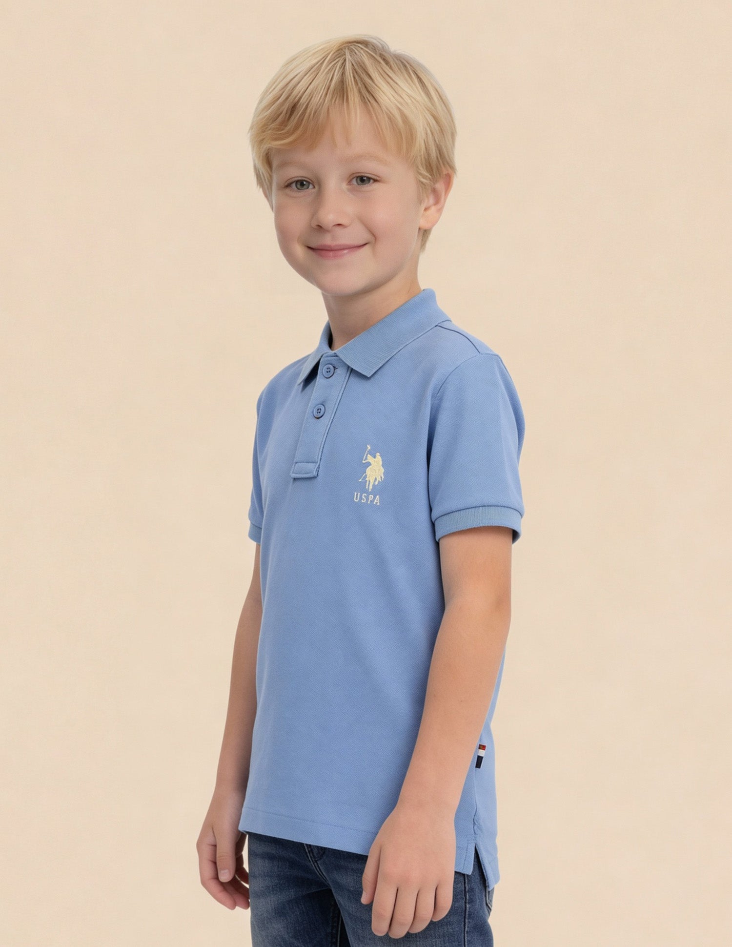 Boys Solid Regular Fit Polo Shirt Blue - U.S. Polo Assn. India | Large