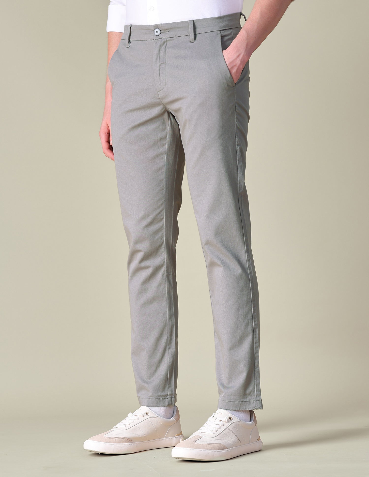 Austin Trim Regular Fit Twill Trousers Grey - U.S. POLO ASSN. | Large