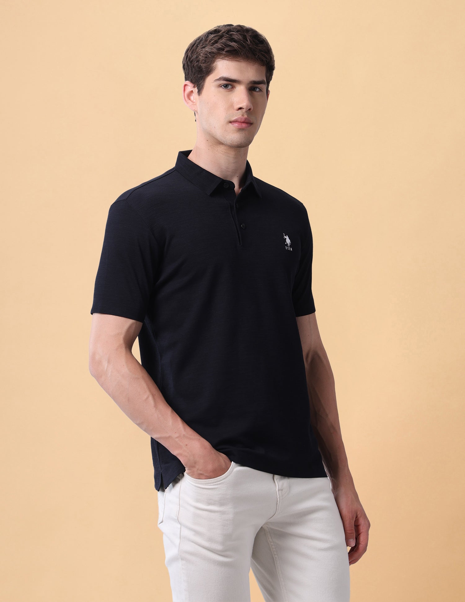 Pacho X Solid Slim Fit Polo Shirt Navy - U.S. Polo Assn. India | Large