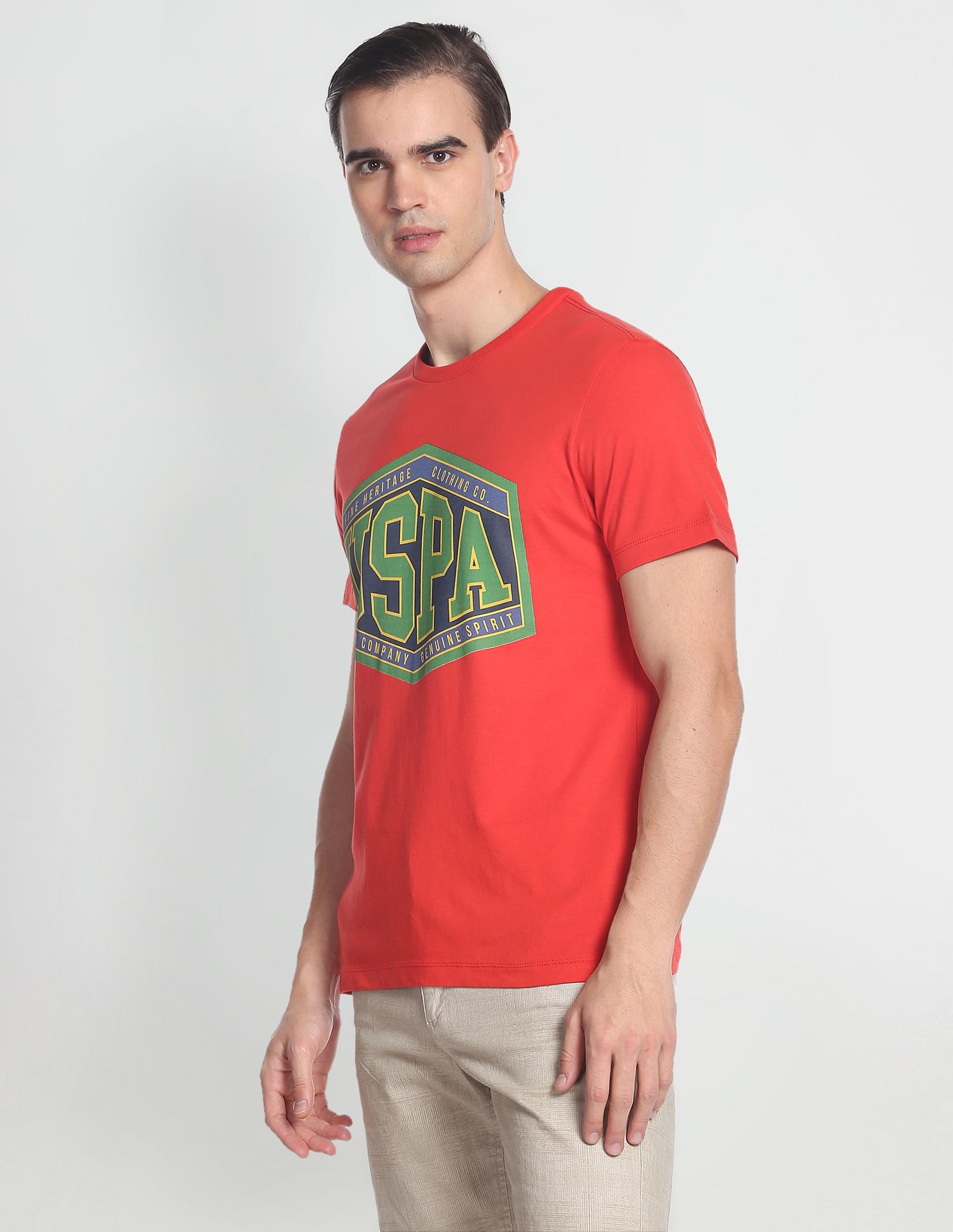 Cotton Slim Fit T-Shirt Red - U.S. Polo Assn. India | Large