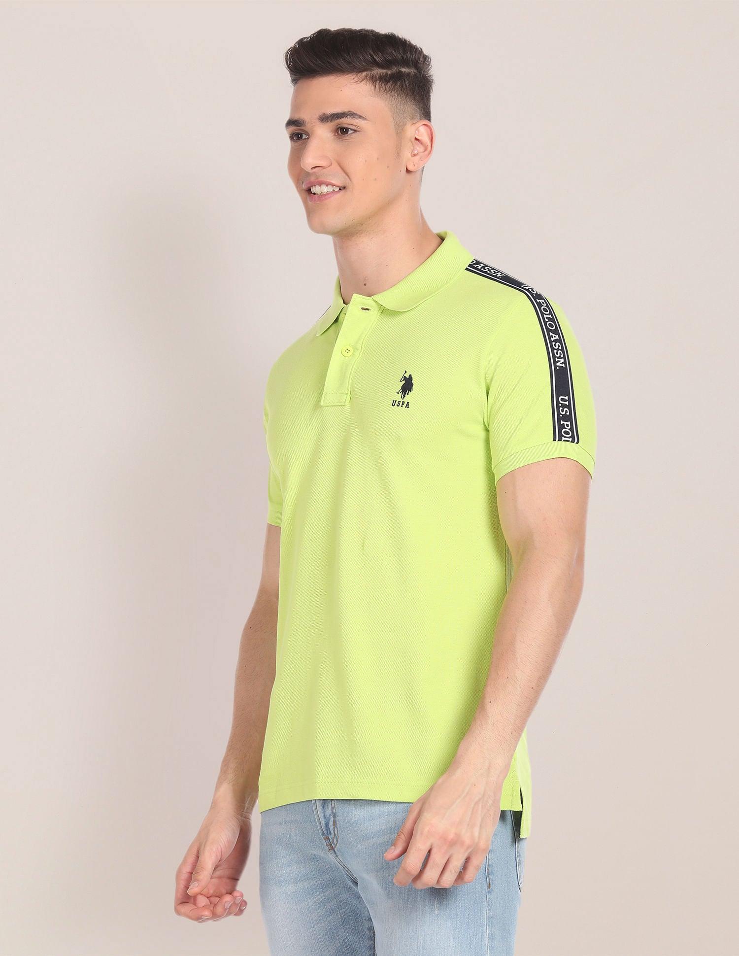 Slim Fit Cotton Polo Shirt Light Green - U.S. POLO ASSN. | Large