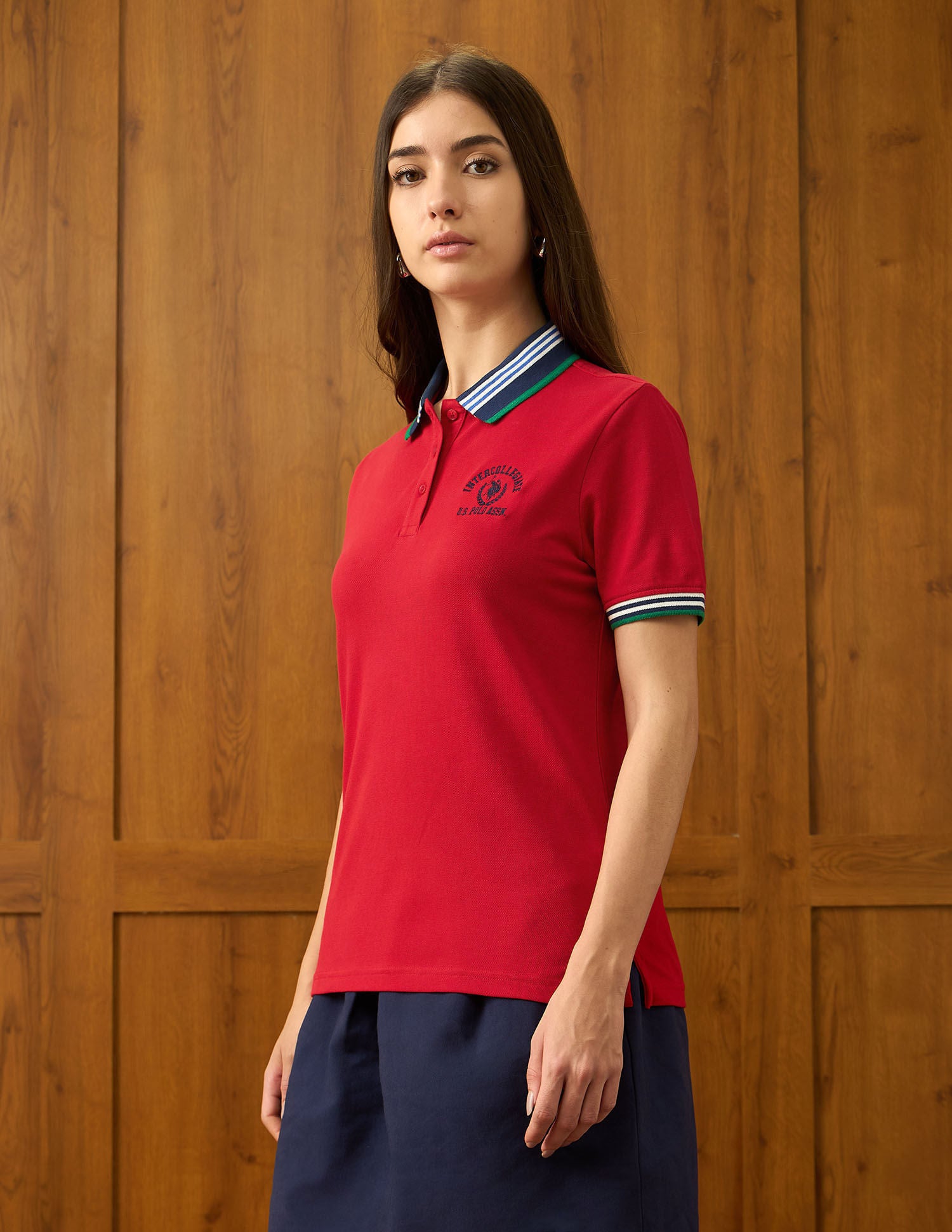 Tipped Collar Boxy Fit Polo Shirt Red - U.S. POLO ASSN. | Large