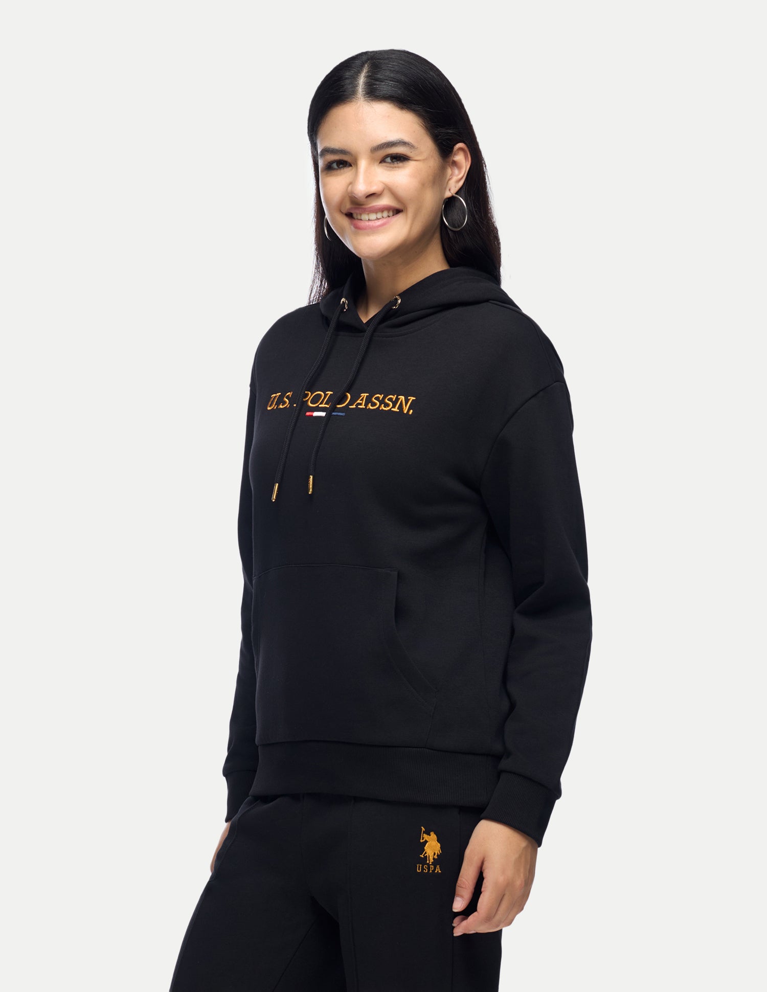 Brand Embroidered Relaxed Fit Sweatshirt Black - U.S. Polo Assn. India | Large