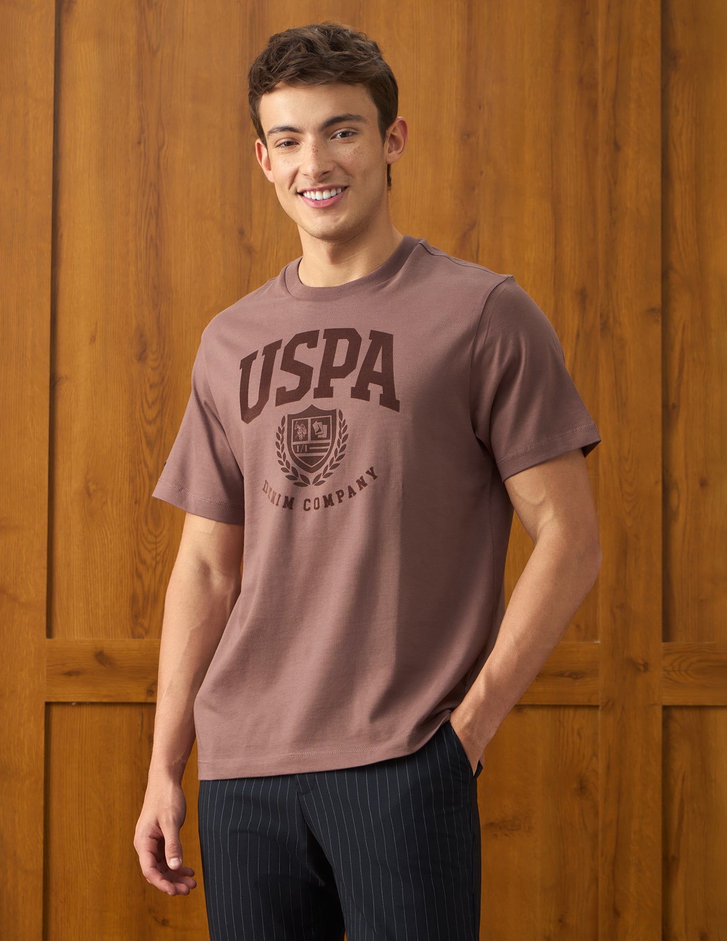 Brand Printed Relaxed Fit T-Shirt Peach - U.S. Polo Assn. India | Large