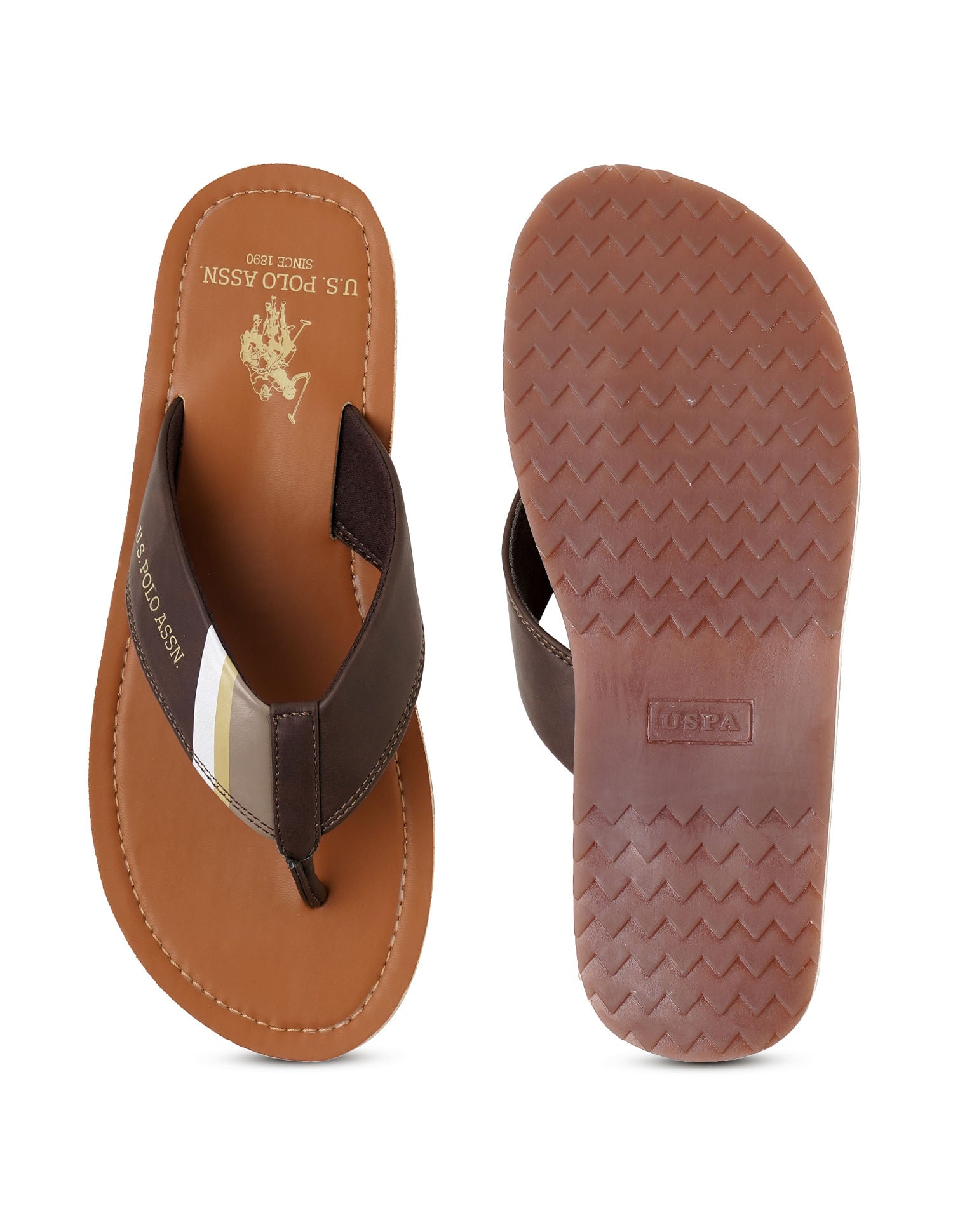 Men Patt 3 Slippers Brown - U.S. POLO ASSN. | Large