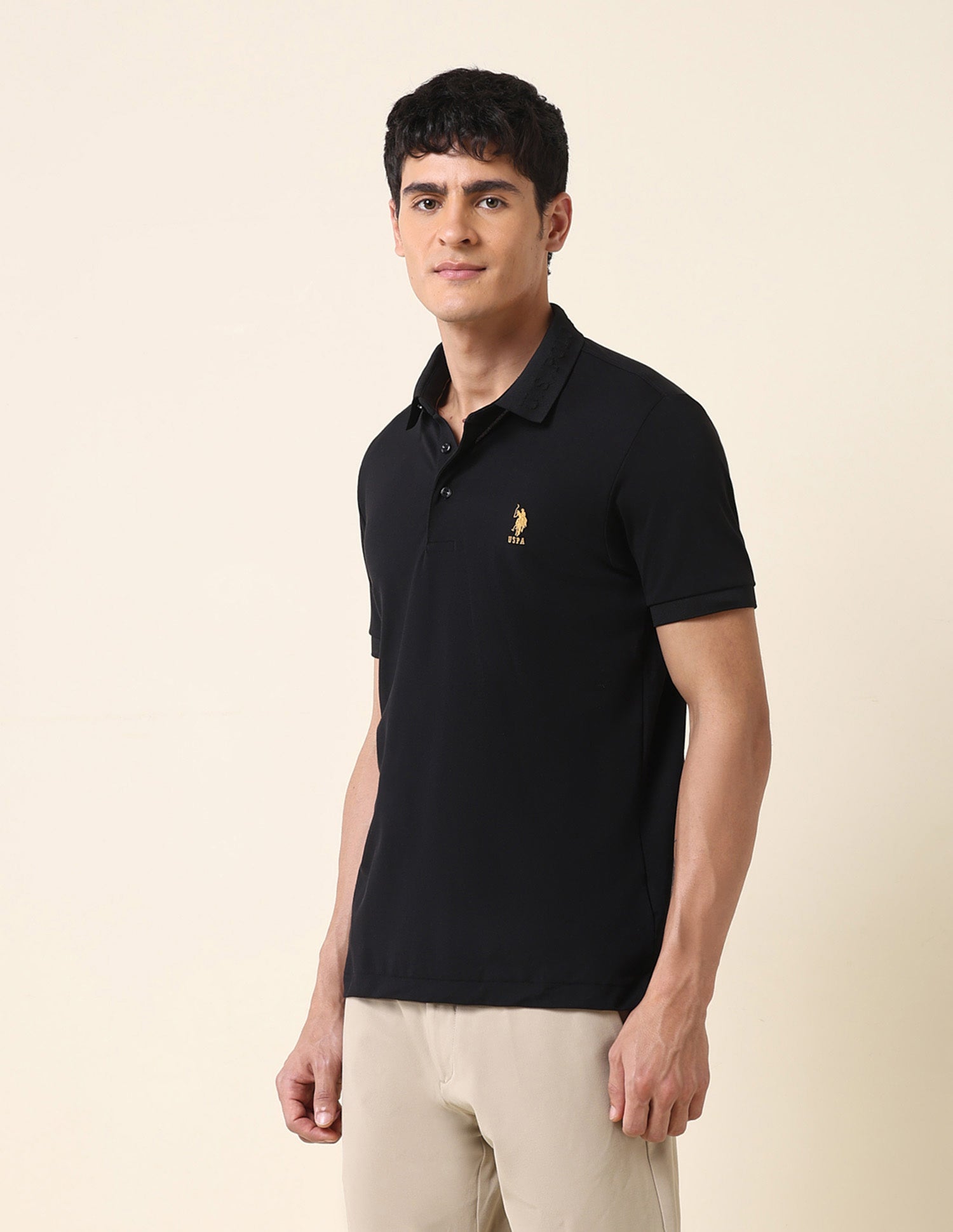 Solid Slim Fit Polo Shirt Black - U.S. Polo Assn. India | Large