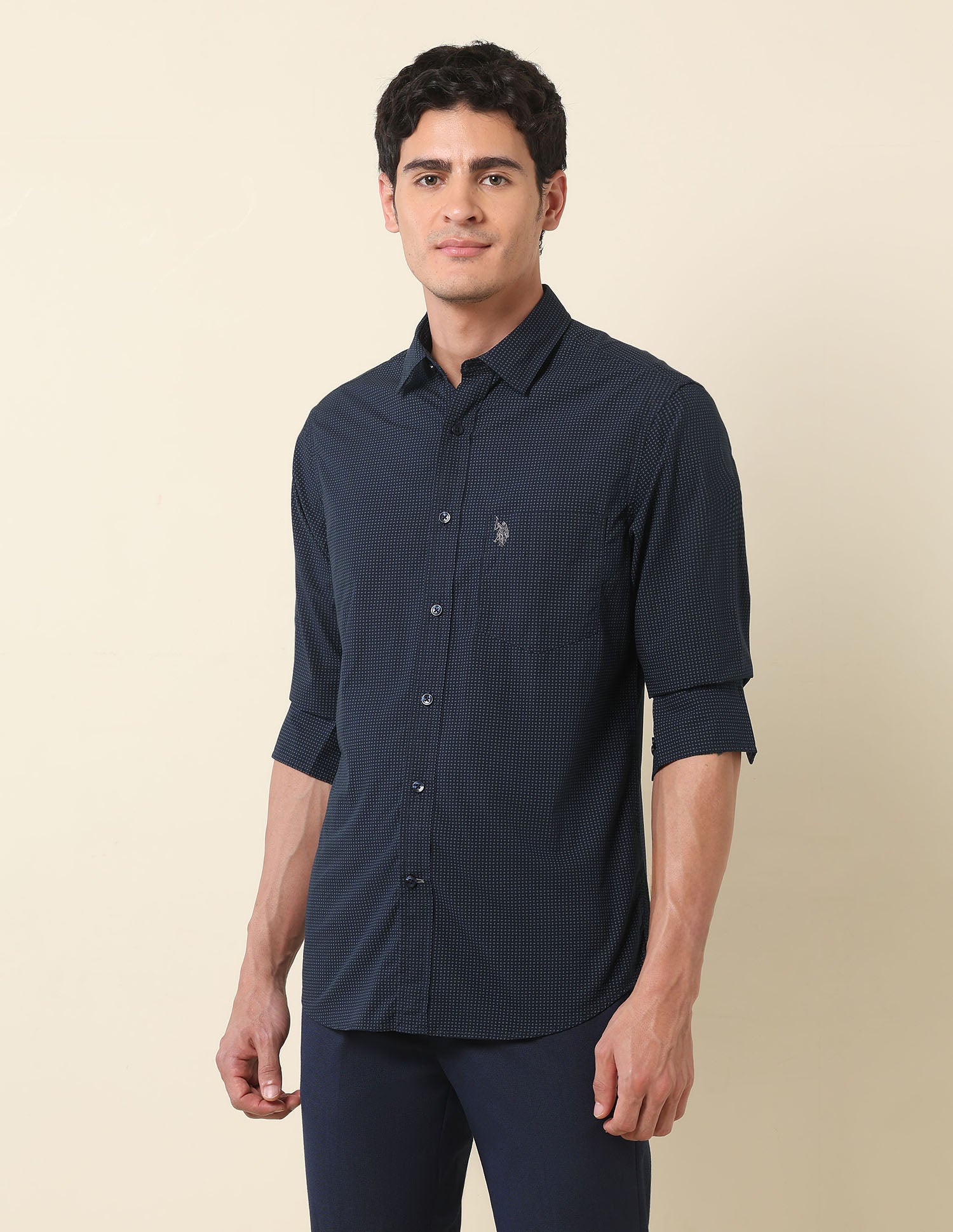 Pure Cotton Paisley Printed Shirt Navy - U.S. Polo Assn. India | Large