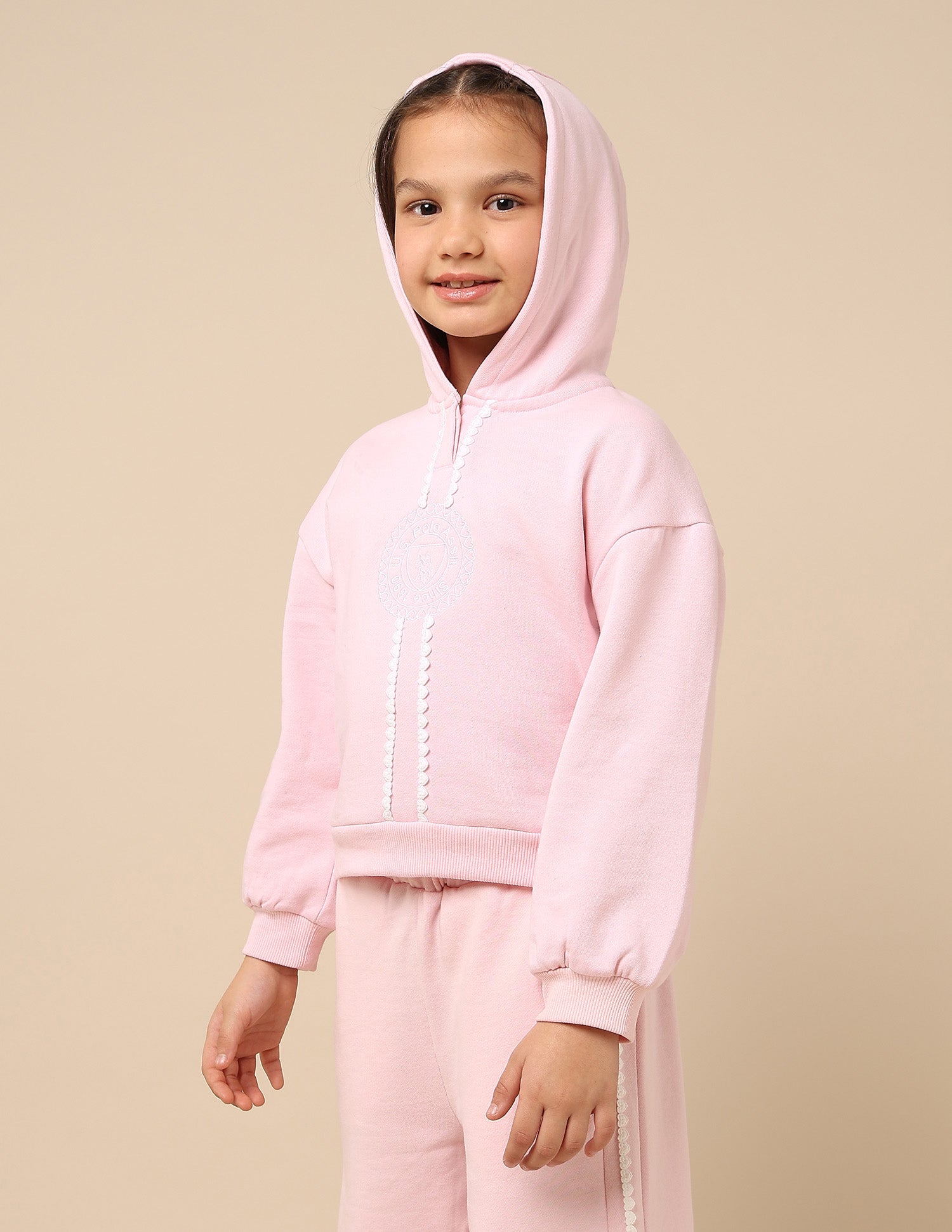 Girls Brand Embroidered Regular Fit Sweatshirt Light Pink - U.S. POLO ASSN. | Large