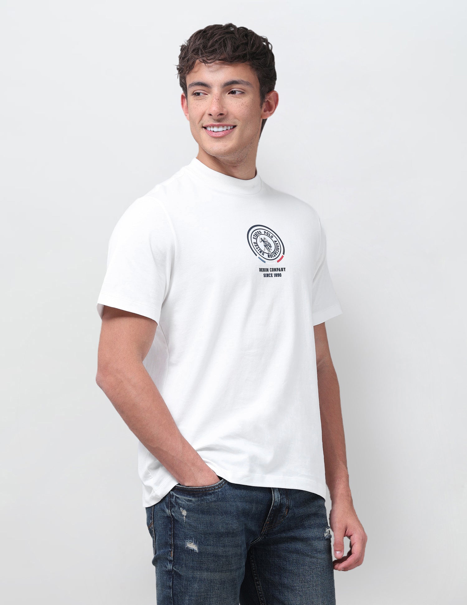 Solid Relaxed Fit T-Shirt Ivory - U.S. Polo Assn. India | Large