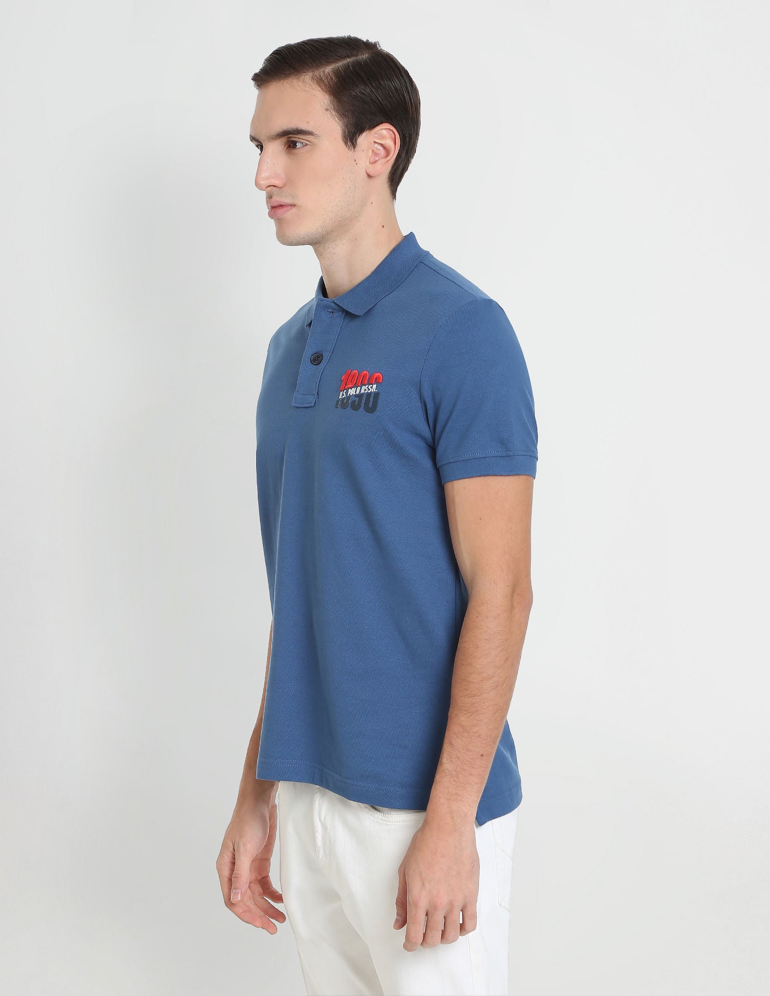 Solid Cotton Polo Shirt Blue - U.S. POLO ASSN. | Large