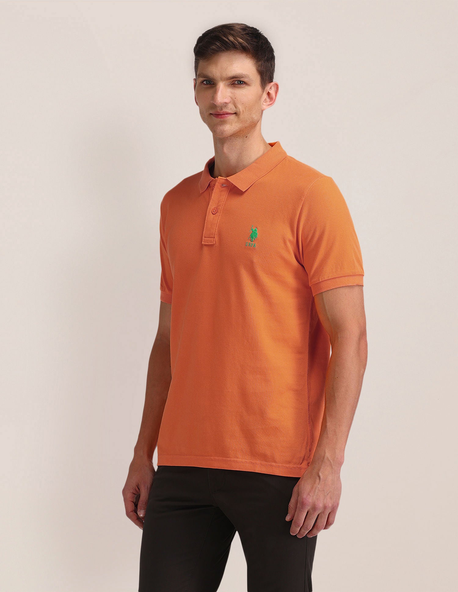Slim Fit Solid Polo Shirt Orange - U.S. POLO ASSN. | Large