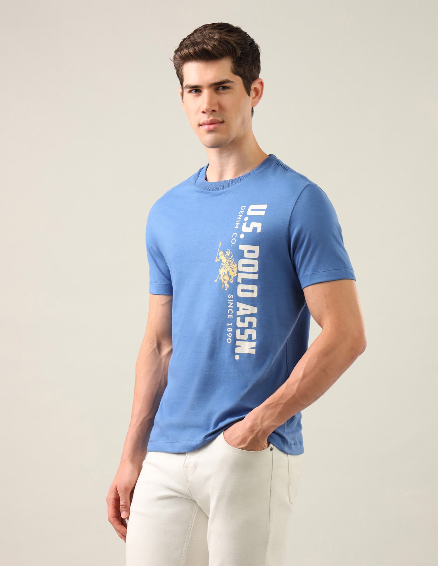 Brand Printed Regular Fit T-Shirt Blue - U.S. Polo Assn. India | Large