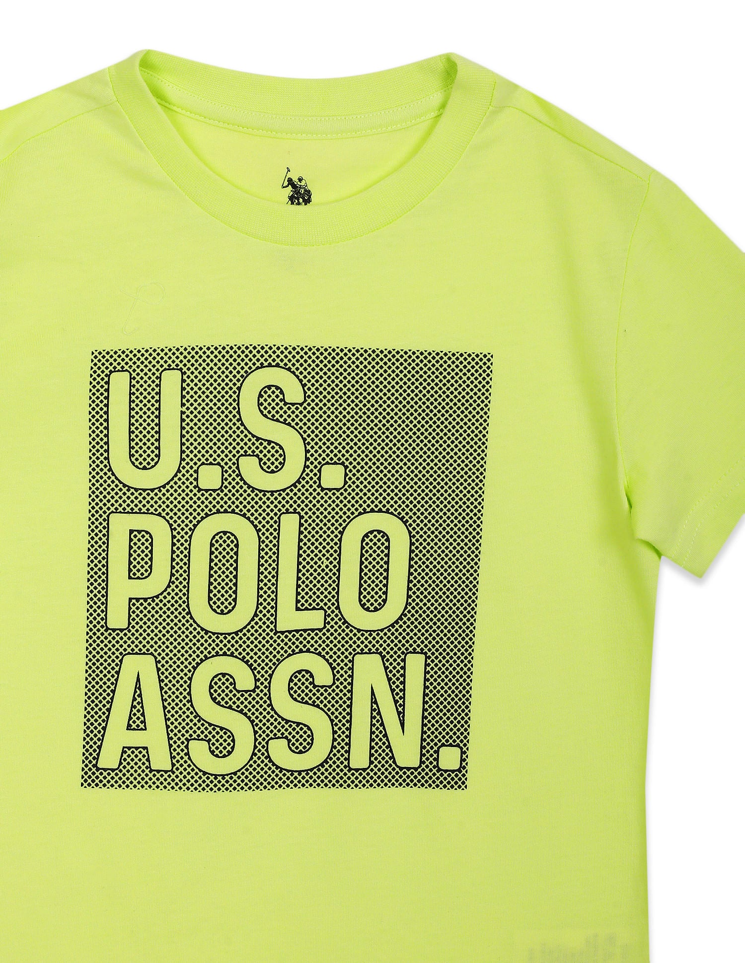Crew Neck Brand Print T-Shirt Neon Green - U.S. POLO ASSN. | Large