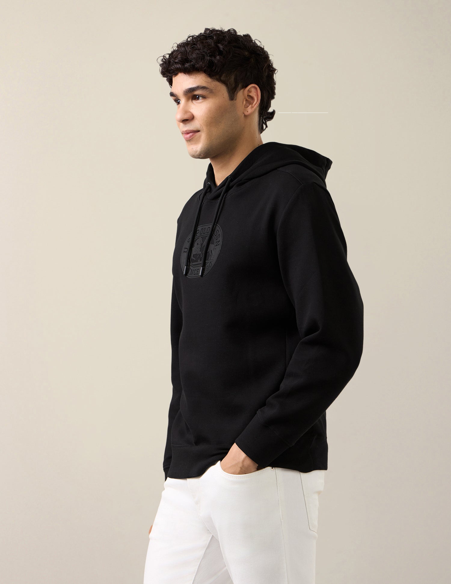 Brand Embossed Regular Fit Sweatshirt Black - U.S. Polo Assn. India | Large