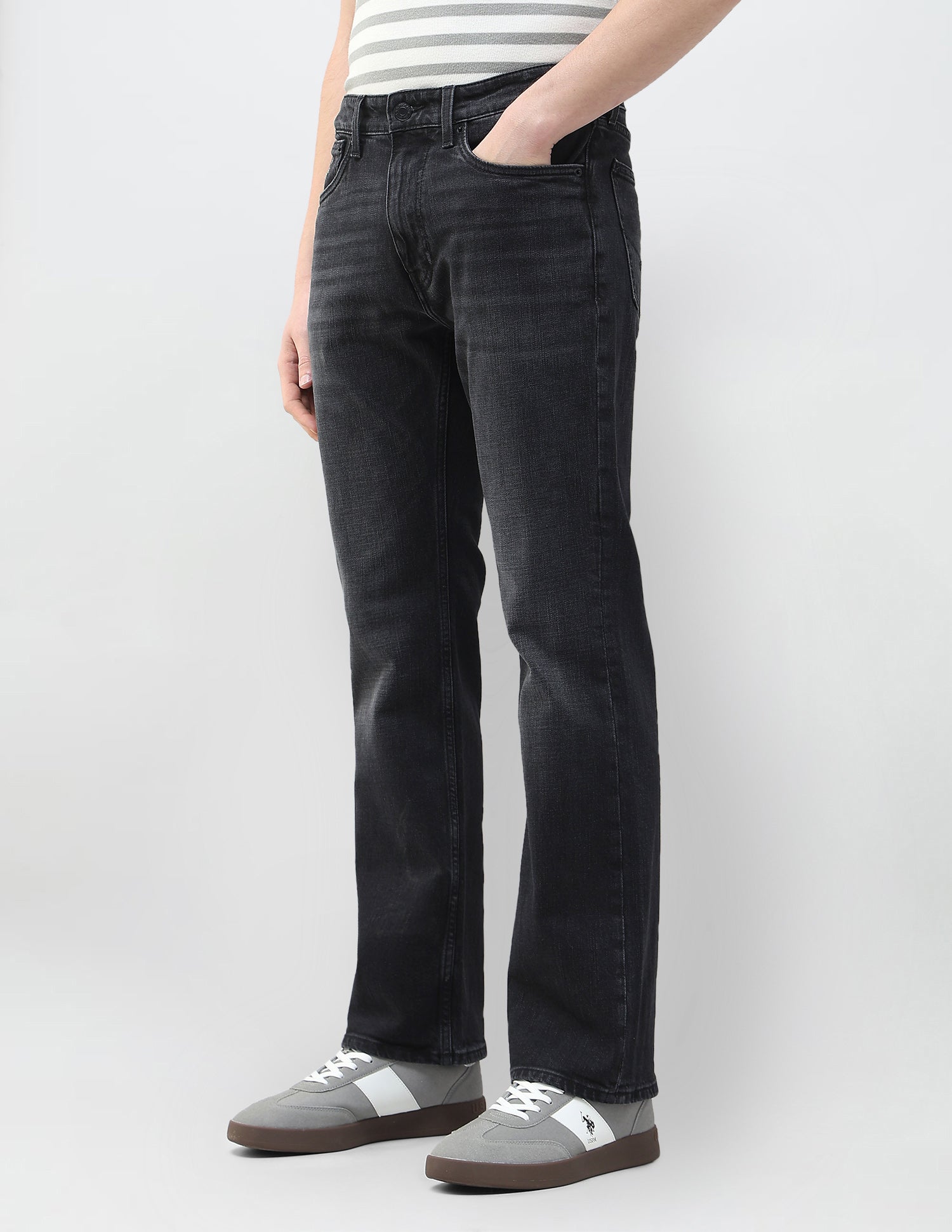 Whiskered Connor Bootcut Fit Jeans Washed Black - U.S. Polo Assn. India | Large