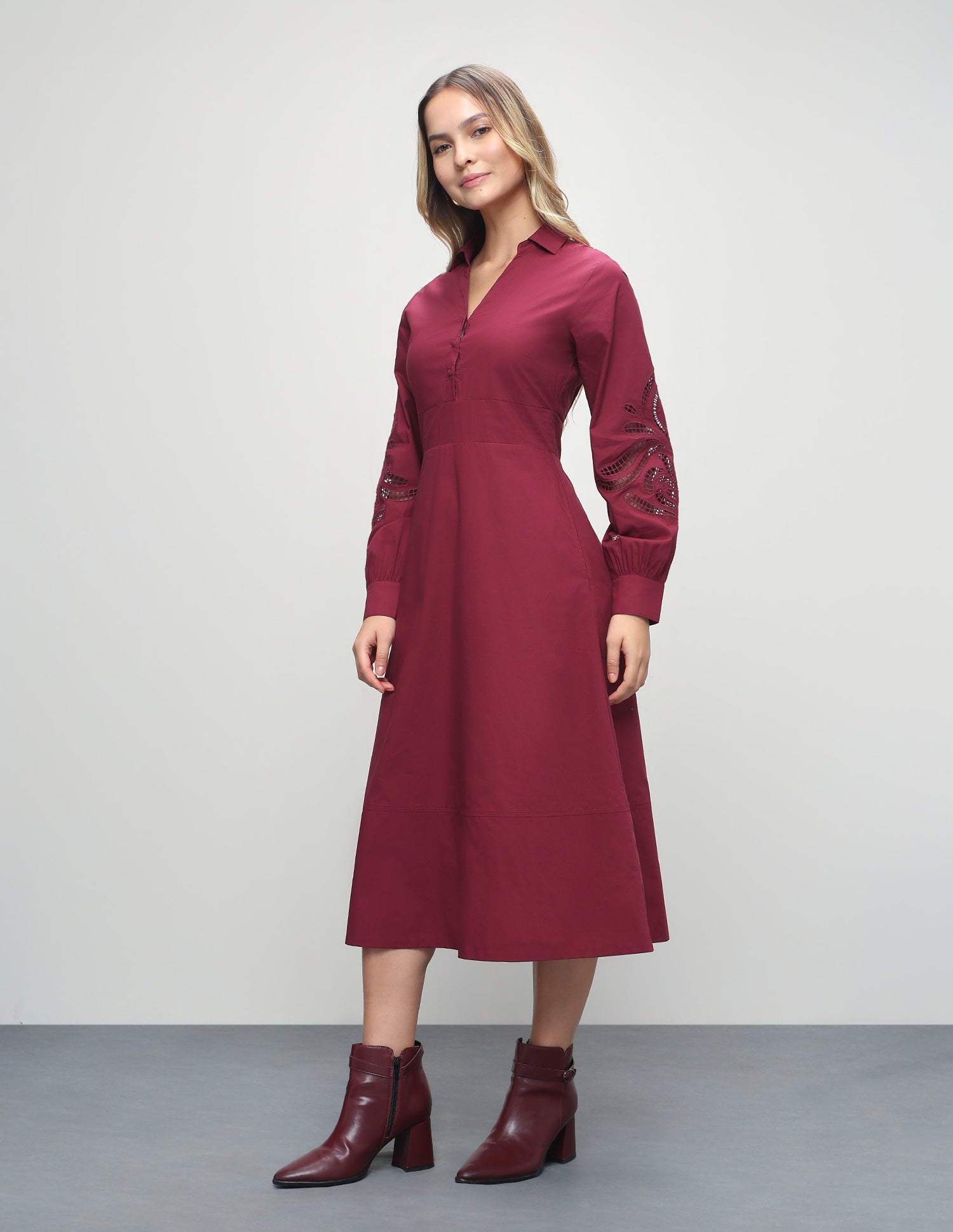 Solid Fit & Flare Dress Red - U.S. Polo Assn. India | Large