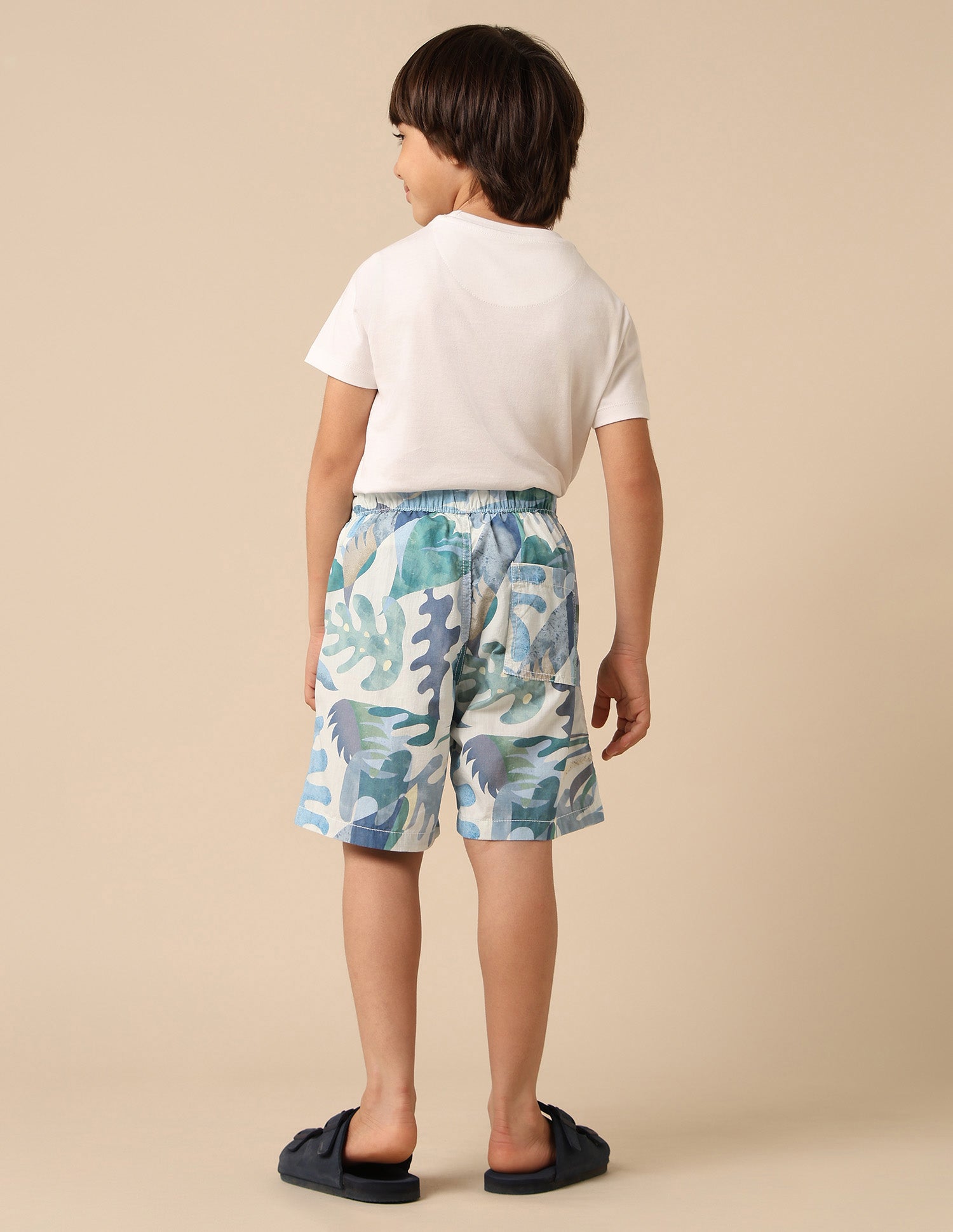 Boys Pure Cotton Tropical Printed Shorts Light Blue - U.S. POLO ASSN. | Large