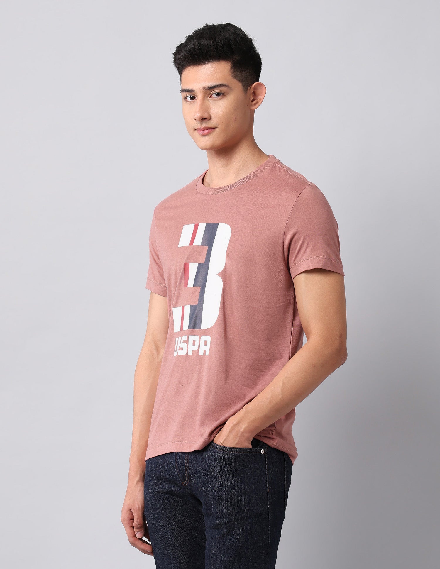 Brand Printed Muscle Fit T-Shirt Peach - U.S. POLO ASSN. | Large