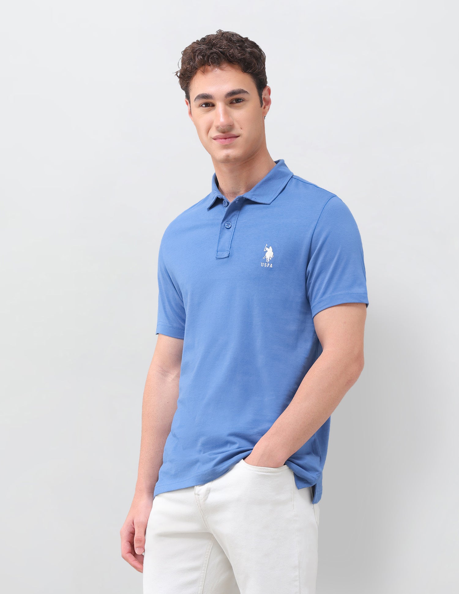 Solid Slim Fit Polo Shirt Dark Blue - U.S. Polo Assn. India | Large