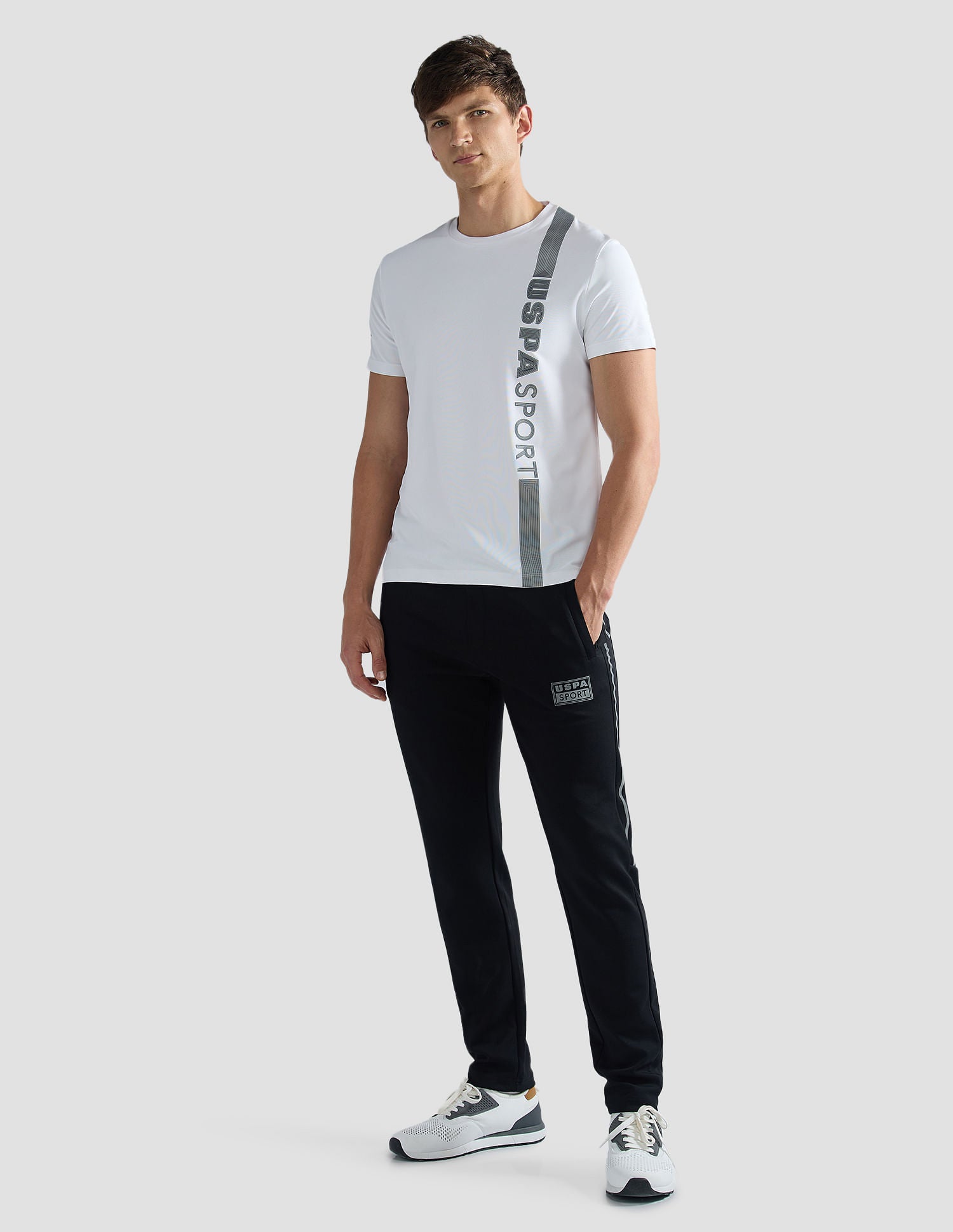 Brand Stripe Honeycomb T-Shirt White - U.S. Polo Assn. India | Large