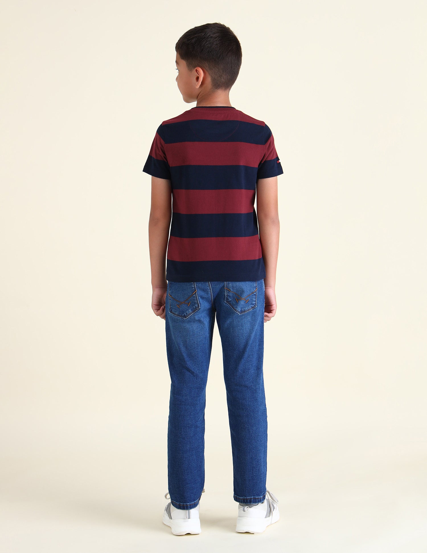 Boys Horizontal Striped Regular Fit T-Shirt Maroon - U.S. POLO ASSN. | Large