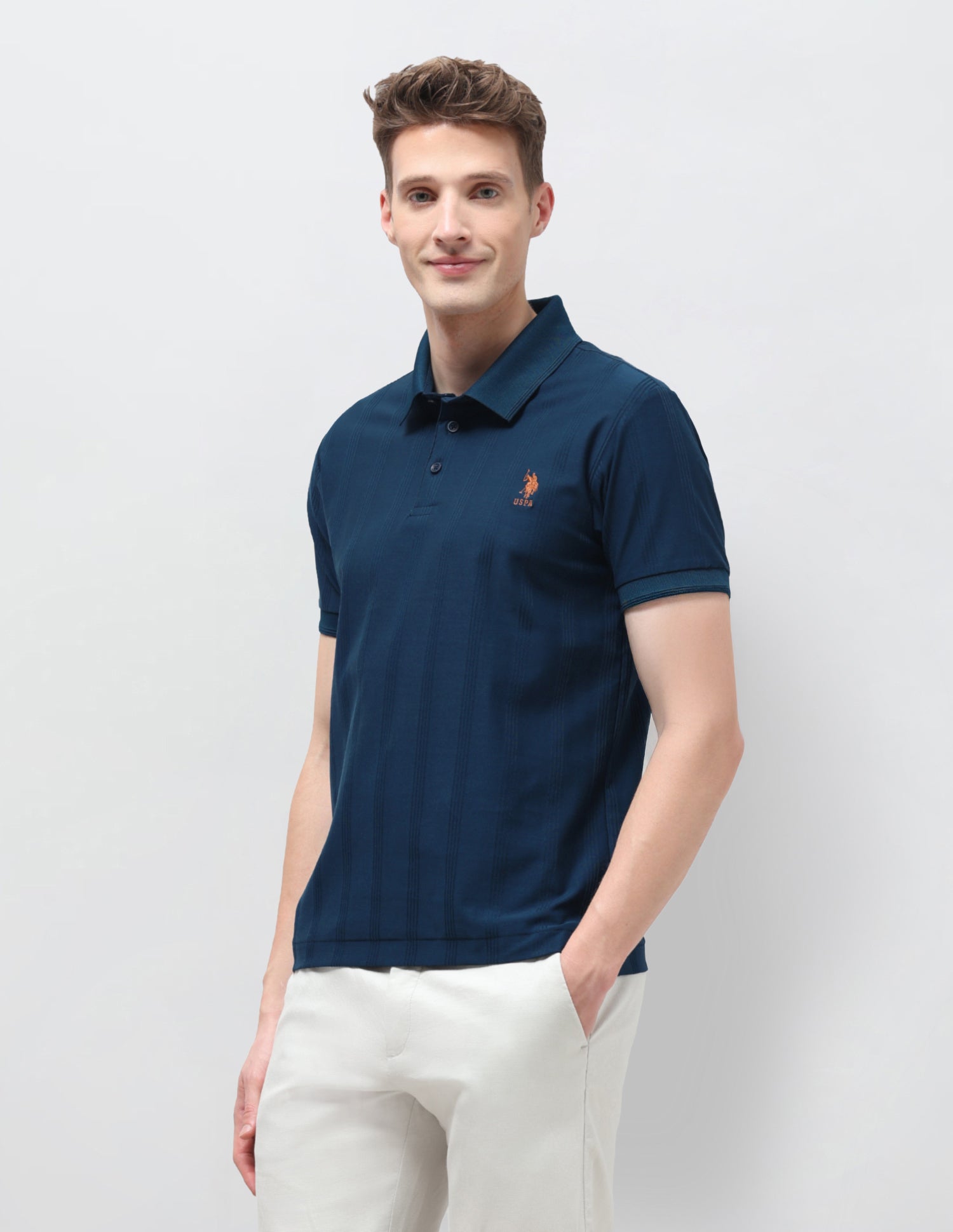 Vertical Striped Slim Fit Polo Shirt Dark Blue - U.S. Polo Assn. India | Large
