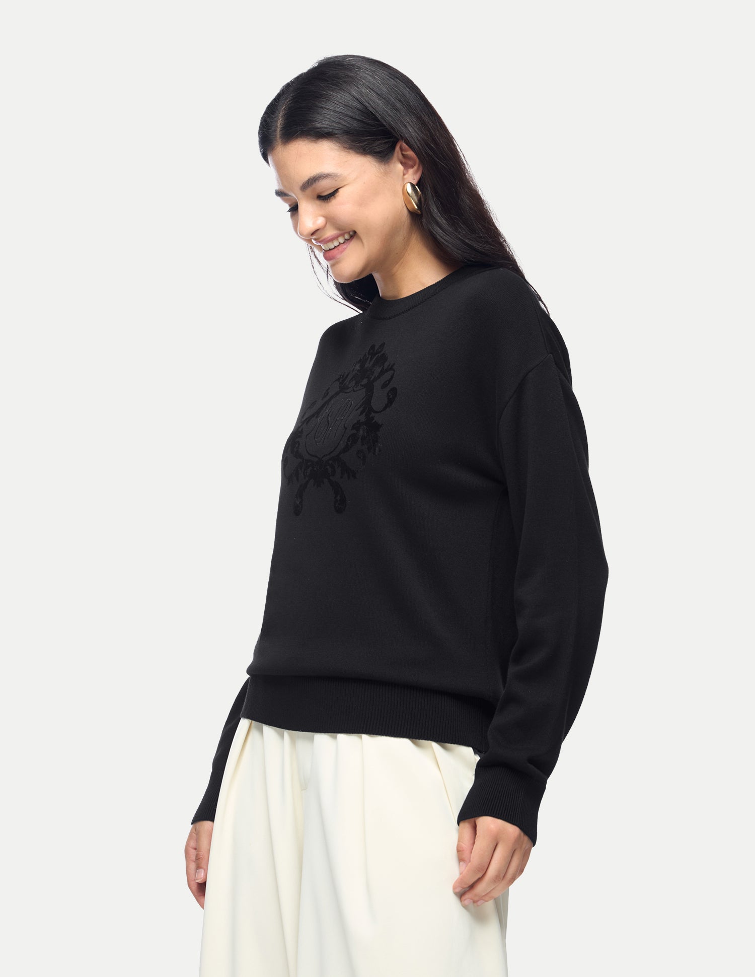 Brand Embroidered Regular Fit Sweater Black - U.S. Polo Assn. India | Large