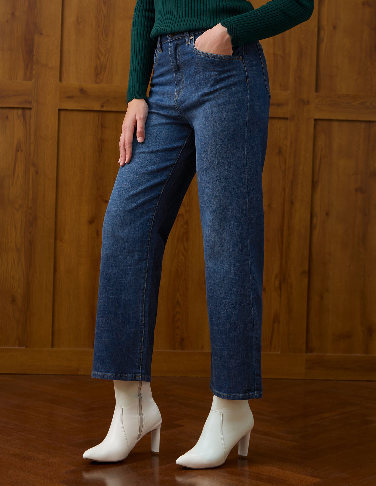 High Rise Wide Leg Fit Jeans Blue - U.S. POLO ASSN. | Large