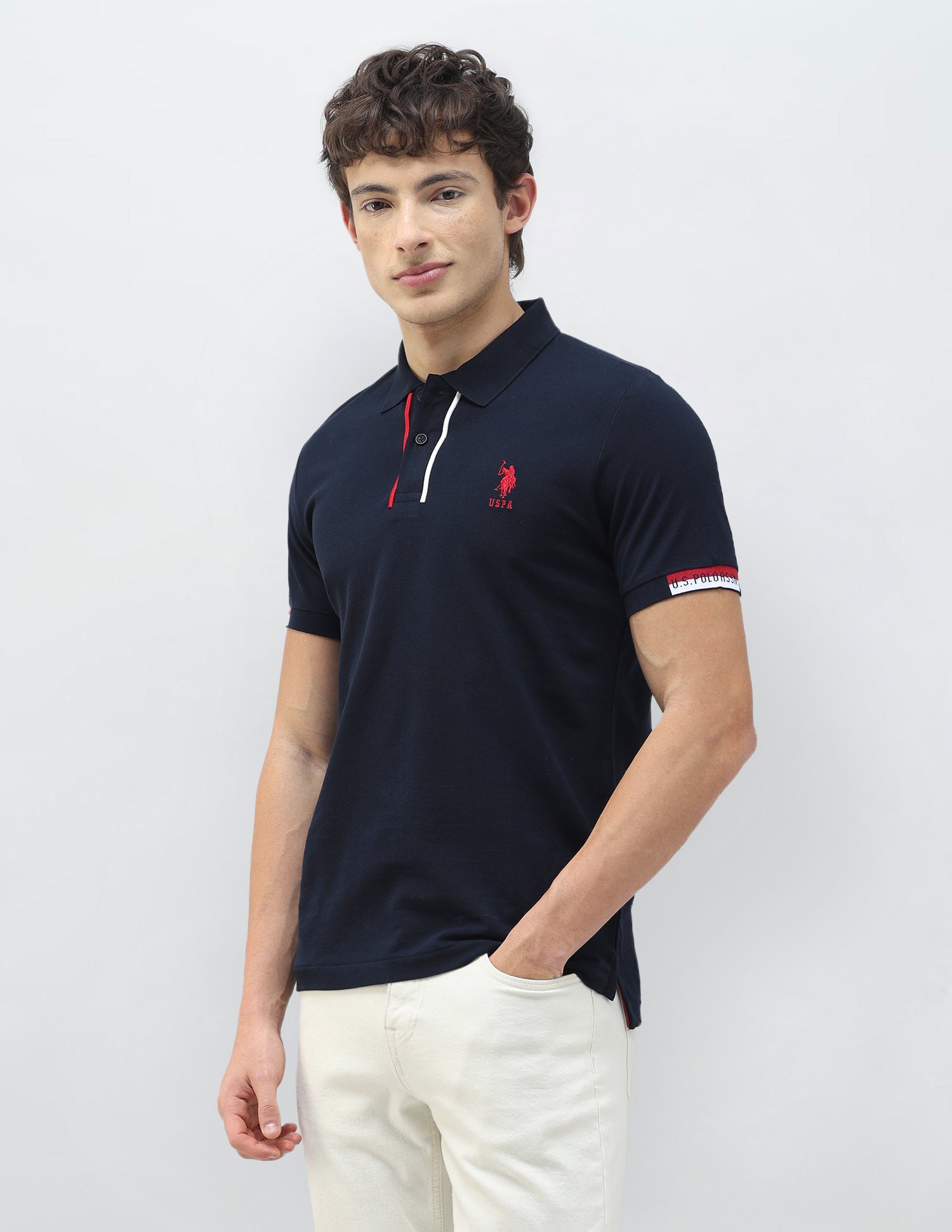 New Port Marina Solid Polo Shirt Navy - U.S. Polo Assn. India | Large
