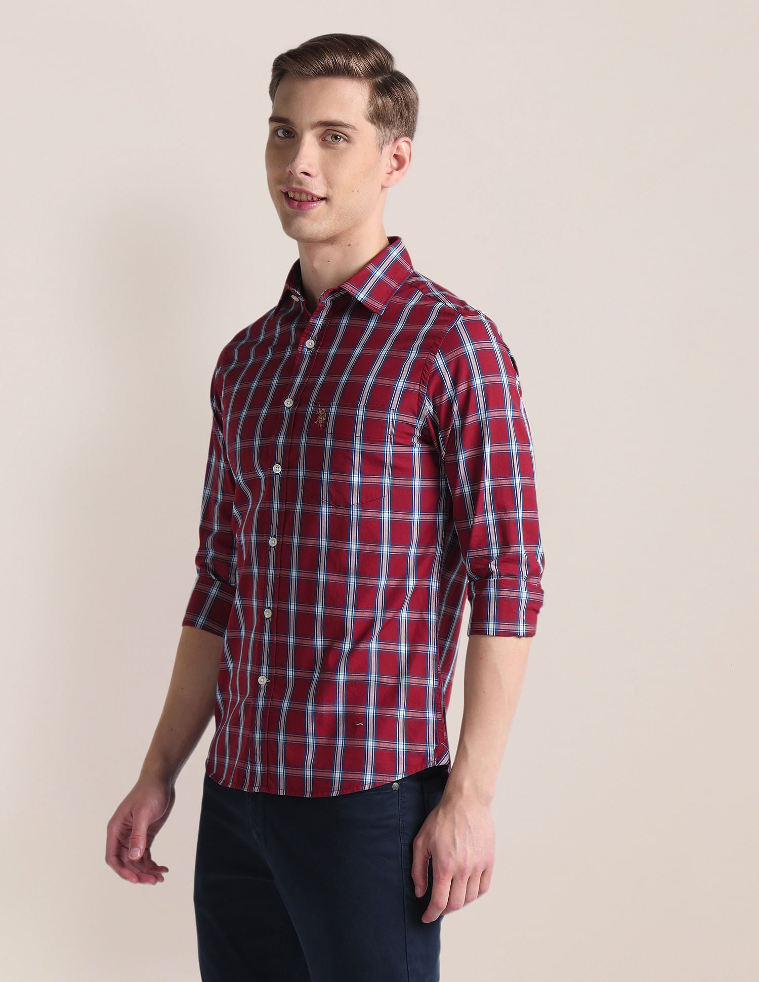 Tartan Check Tailored Fit Shirt Red - U.S. Polo Assn. India | Large