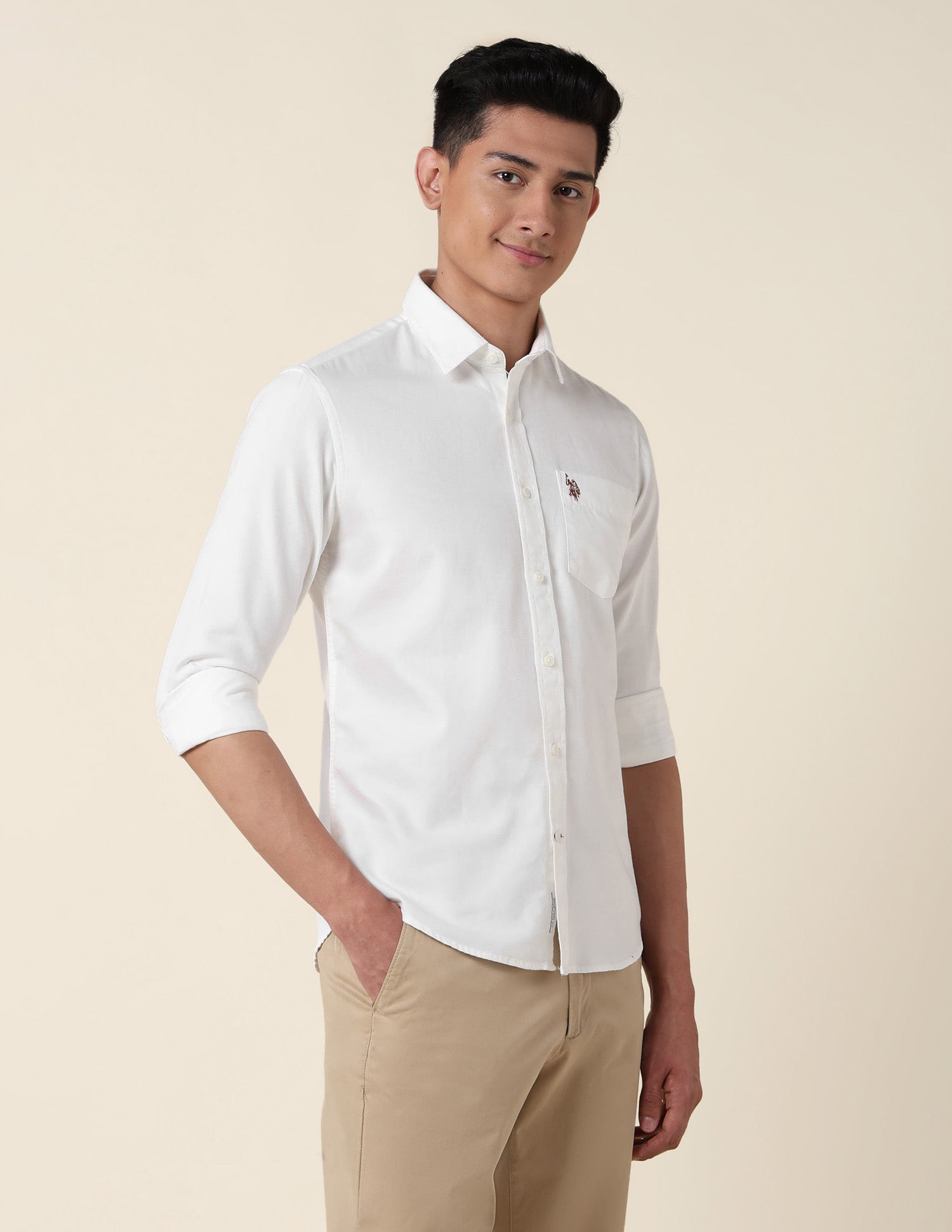 Tailored Fit Twill Shirt White - U.S. Polo Assn. India | Large