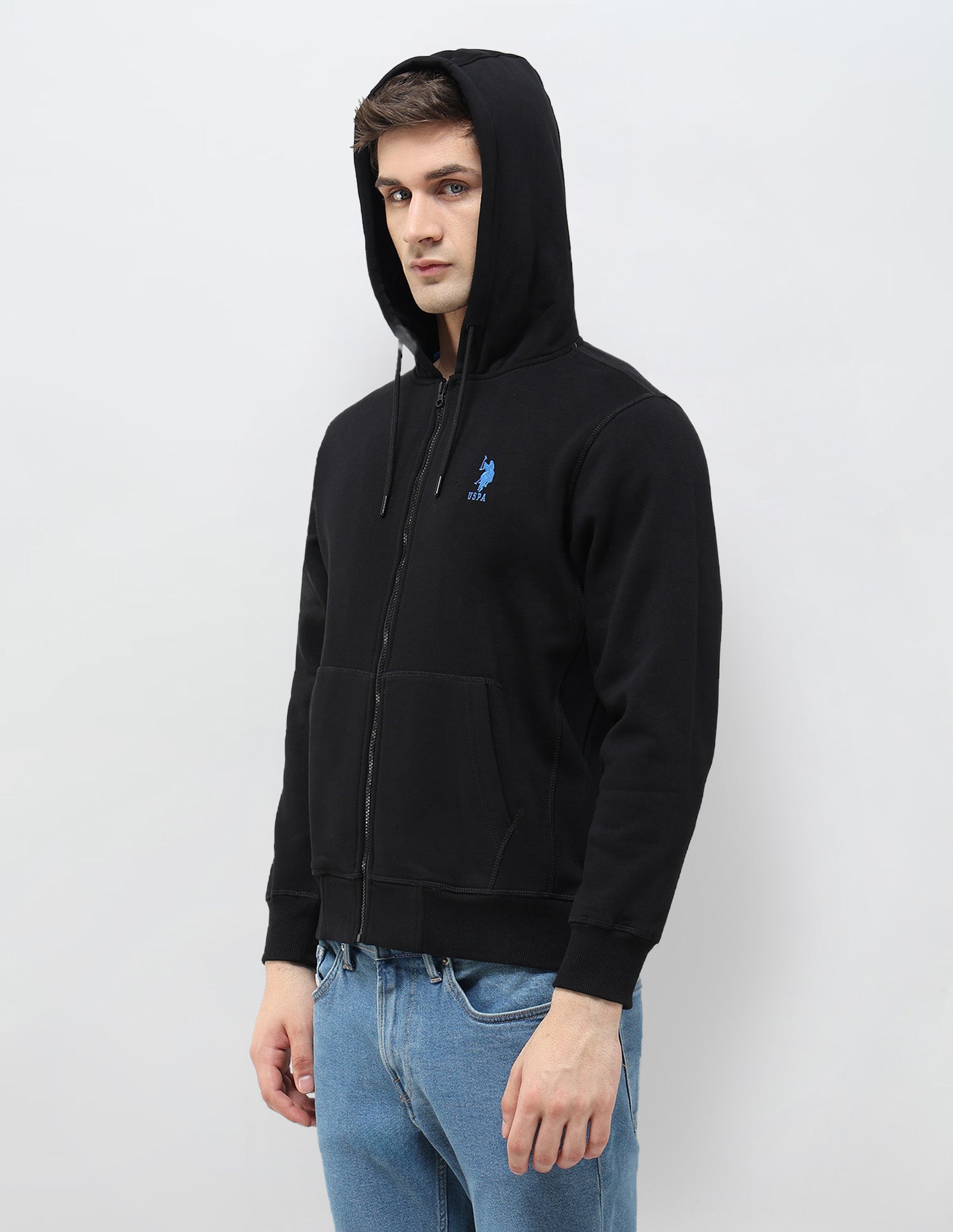 Solid Regular Fit Sweatshirt Black - U.S. POLO ASSN. | Large