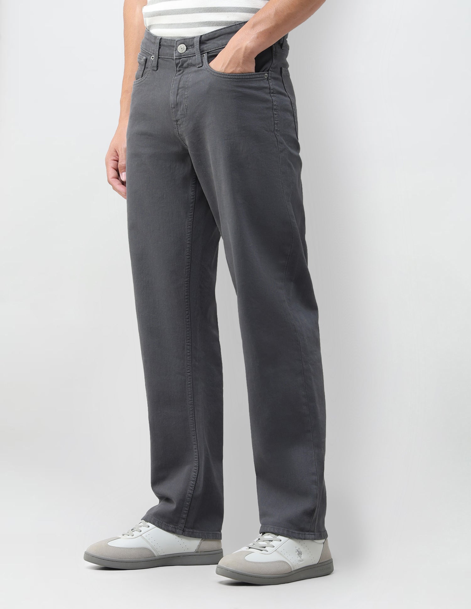 Shawn Relaxed Fit Grey Jeans Dark Grey - U.S. Polo Assn. India | Large