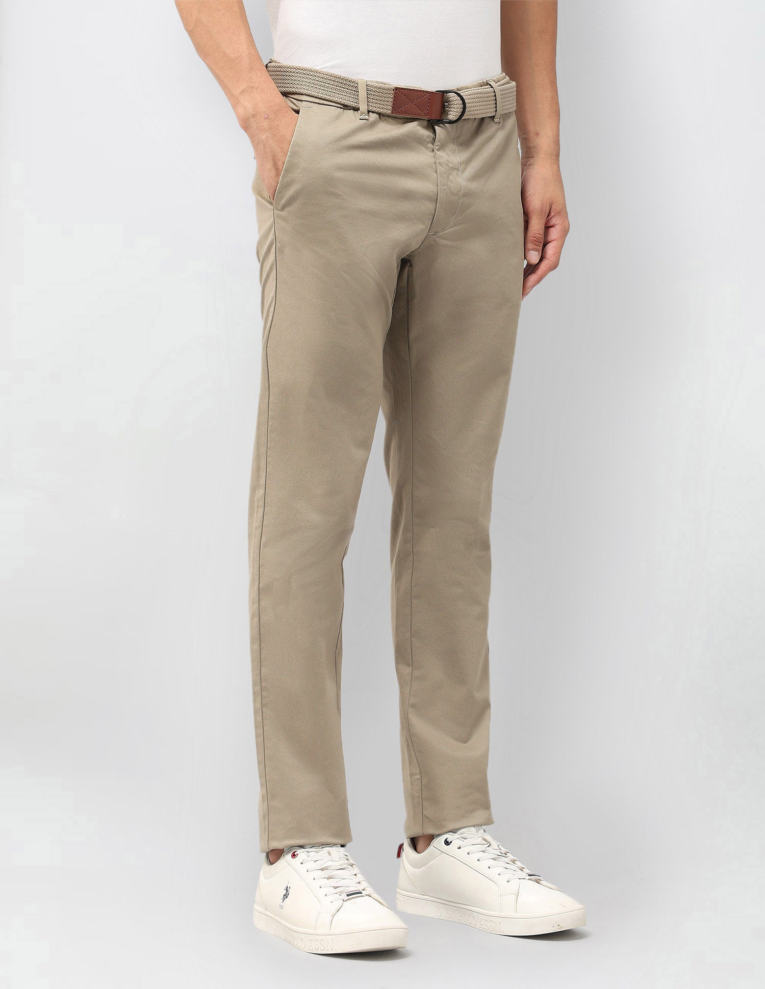 Denver Slim Fit Satin Trousers Khaki - U.S. POLO ASSN. | Large
