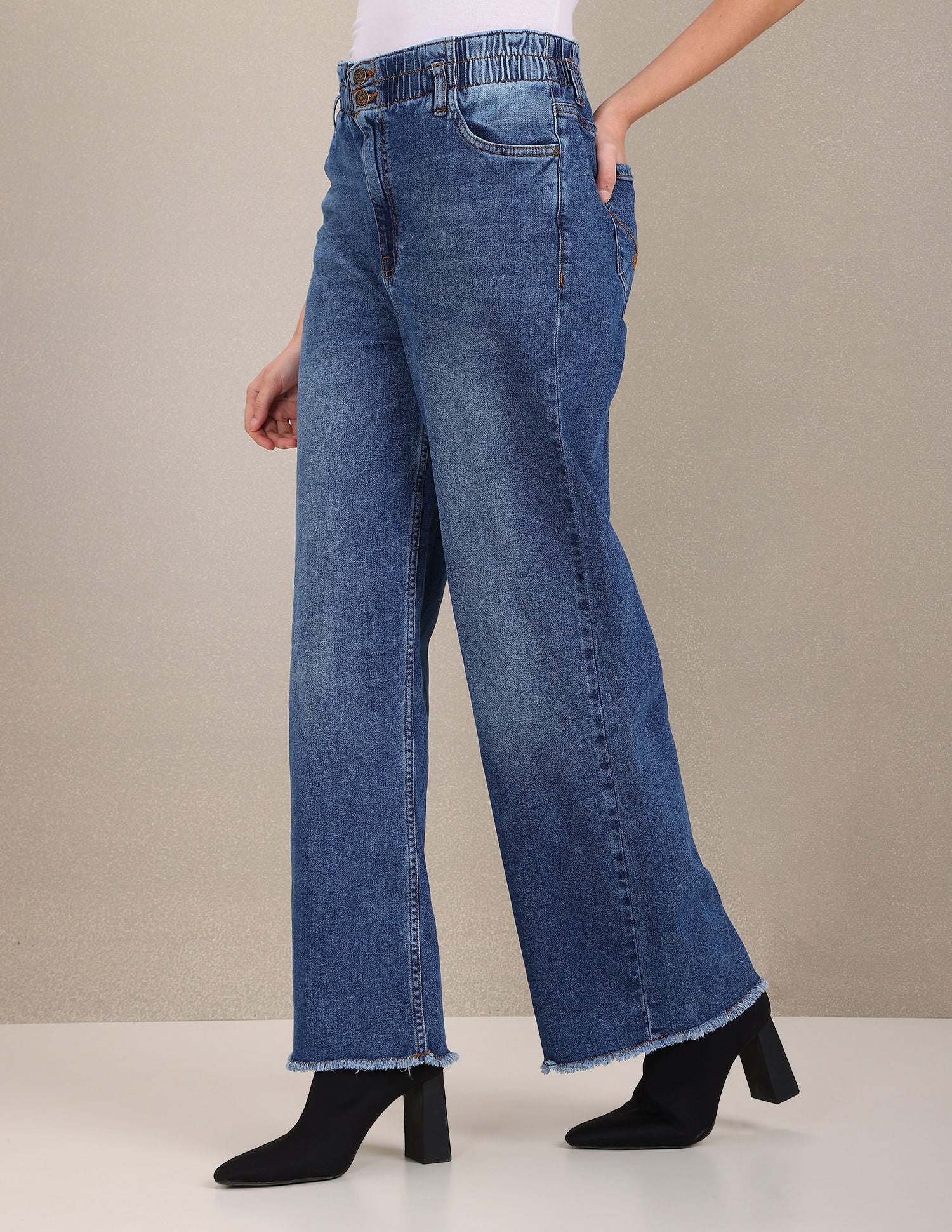 High Rise Wide Leg Jeans Dark Blue - U.S. Polo Assn. India | Large