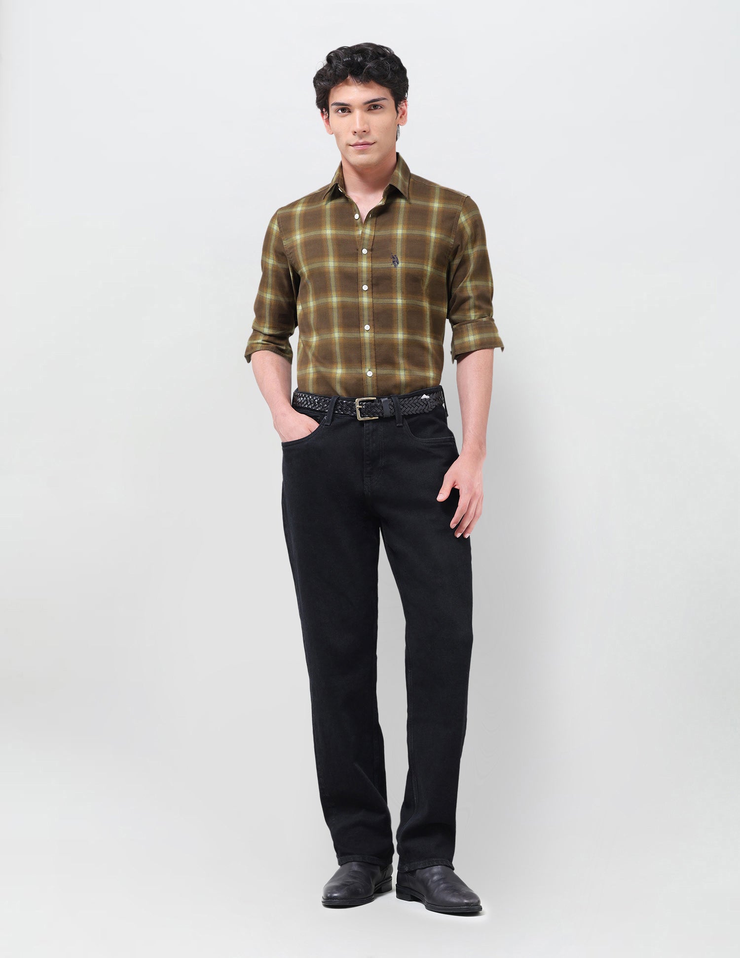 Tailored Fit Oxford Shirt Light Brown - U.S. Polo Assn. India | Large