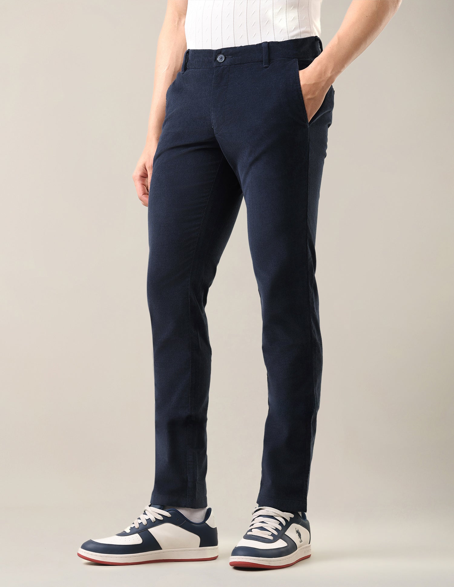 Corduroy Denver Slim Fit Trousers Navy - U.S. Polo Assn. India | Large