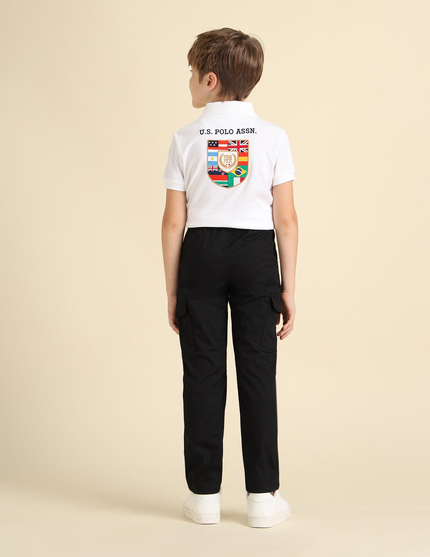 Boys Regular Fit Solid Cargos Black - U.S. POLO ASSN. | Large