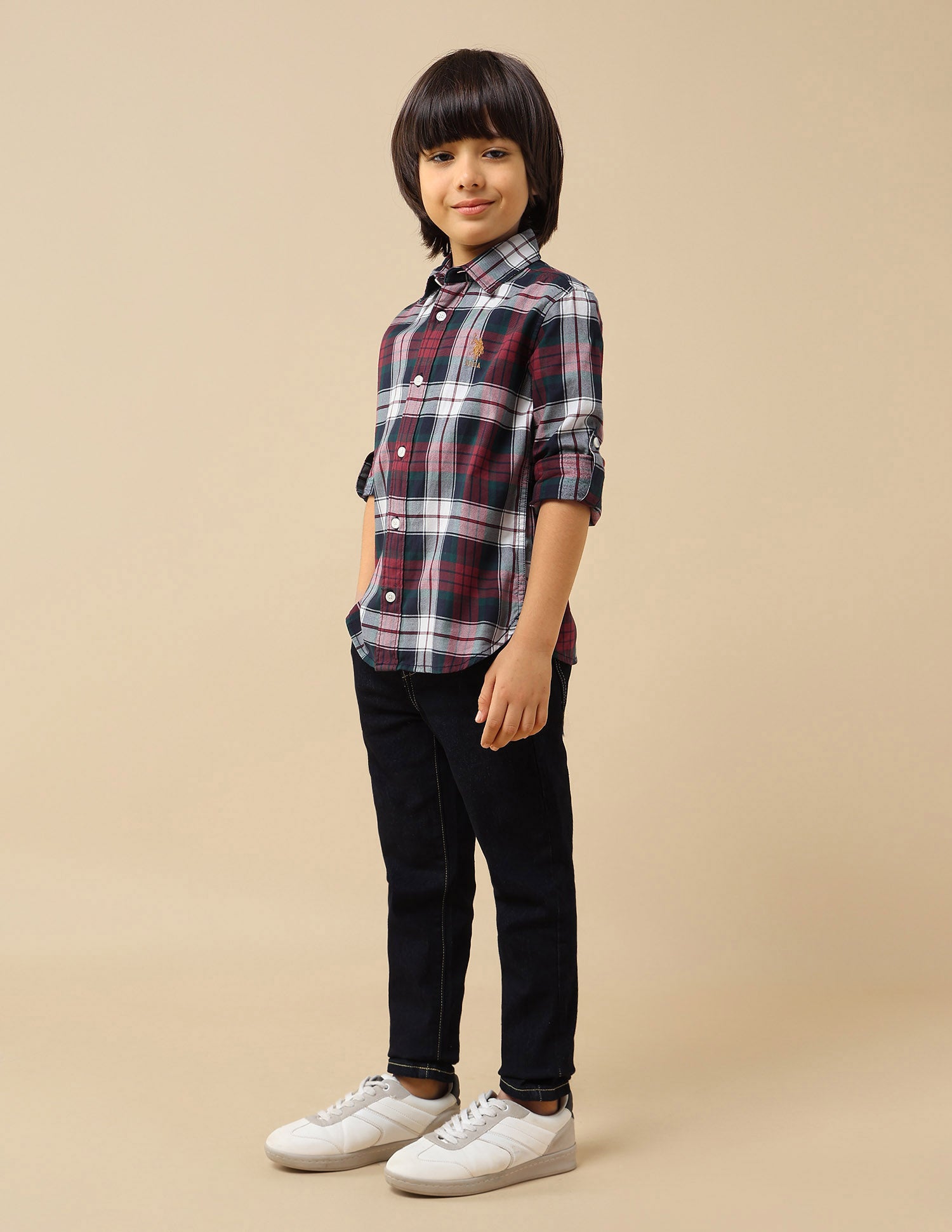 Boys Plaid Checked Twill Shirt Red - U.S. POLO ASSN. | Large