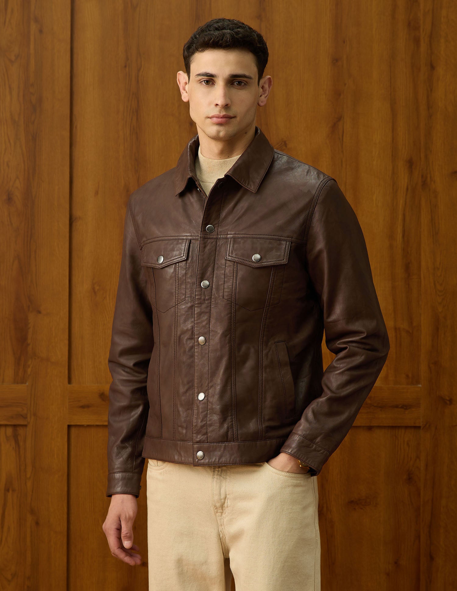 Equestrian Aisle Theater Leather Jacket Brown - U.S. POLO ASSN. | Large