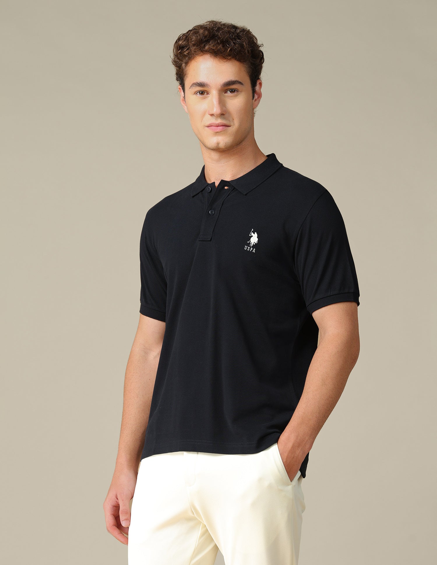 Graphic Brand Printed Regular Fit Polo Shirt Navy - U.S. Polo Assn. India | Large