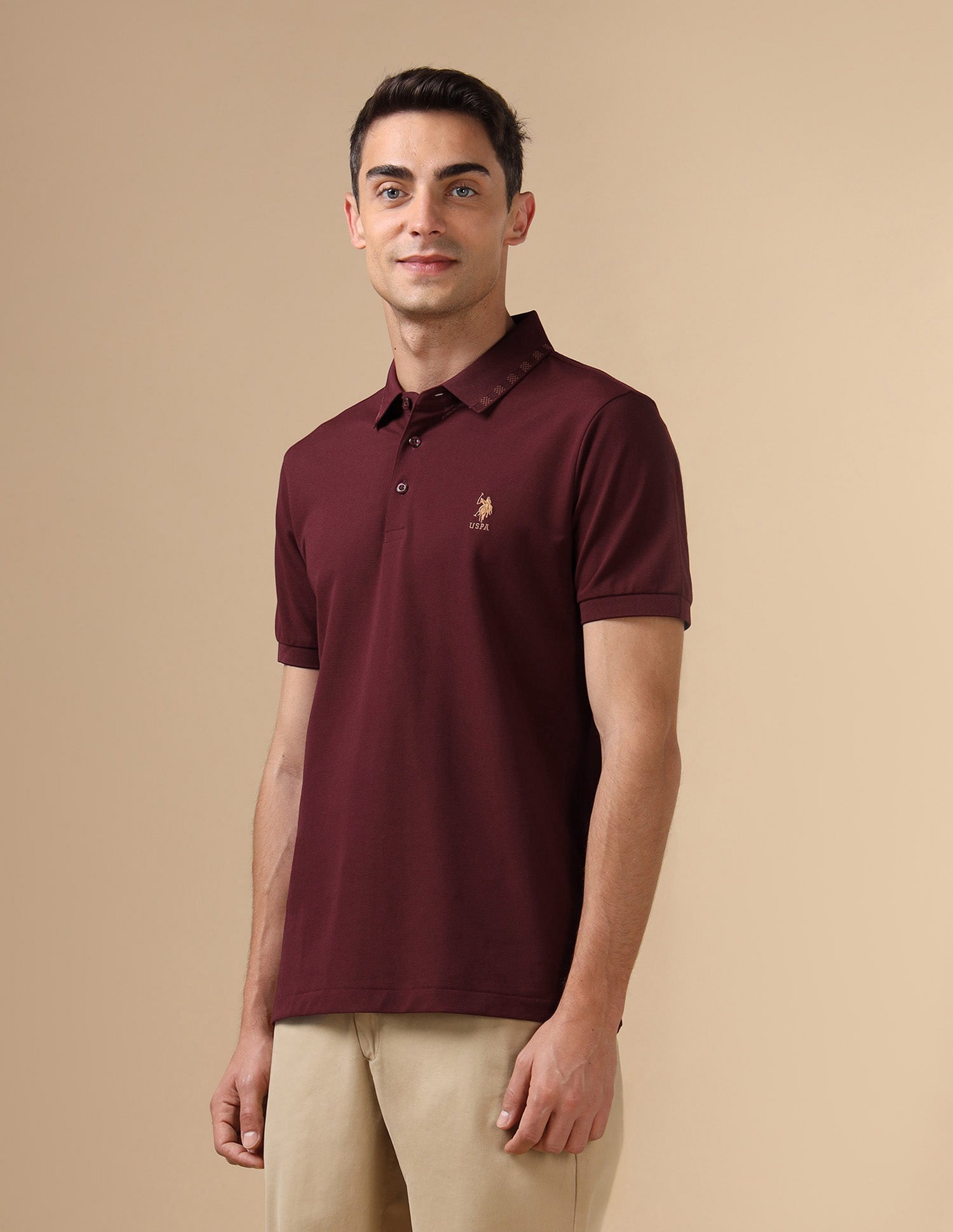 Solid Regular Fit Polo Shirt Maroon - U.S. POLO ASSN. | Large