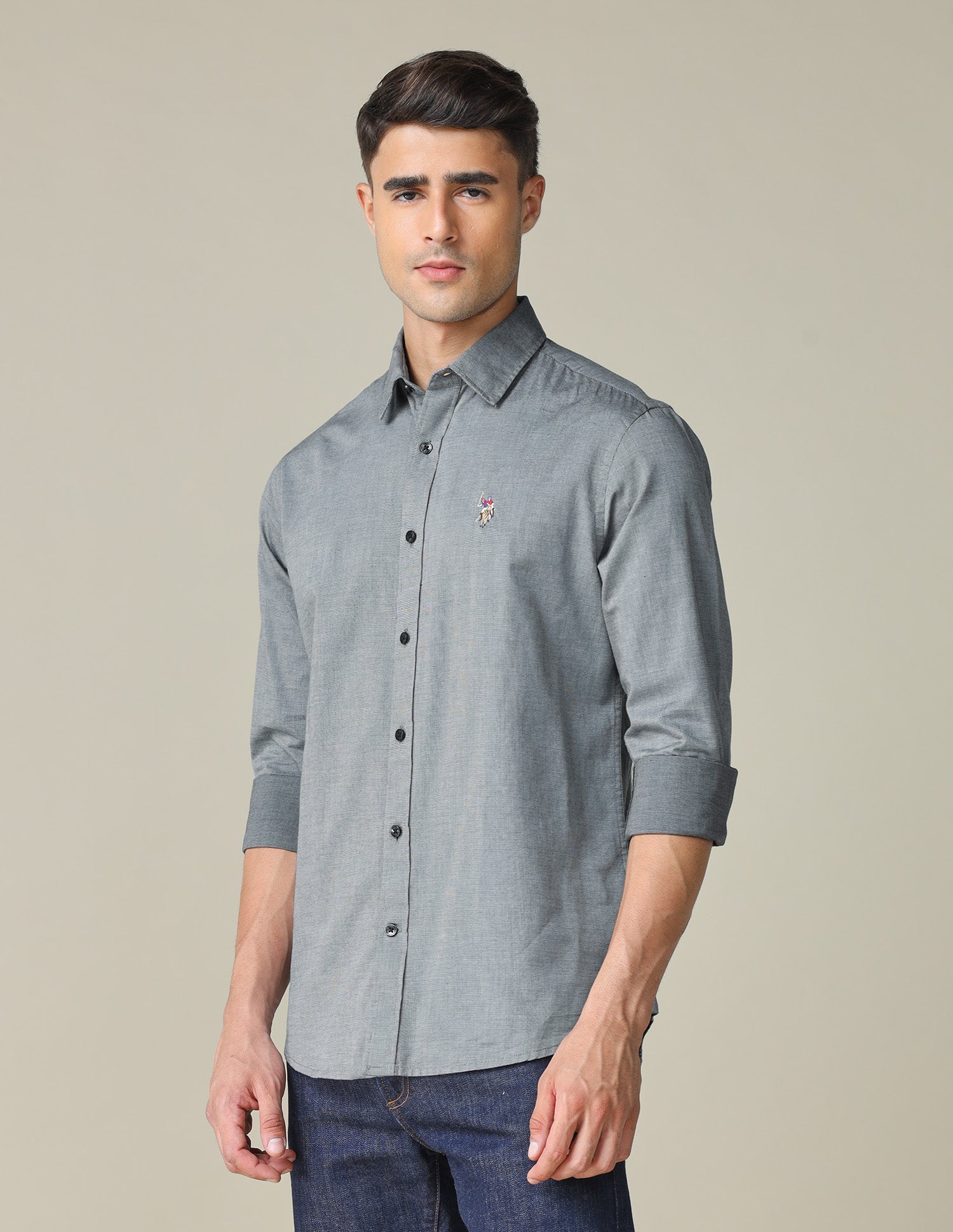 Pure Cotton Tailored Fit Shirt Grey - U.S. POLO ASSN. | Large
